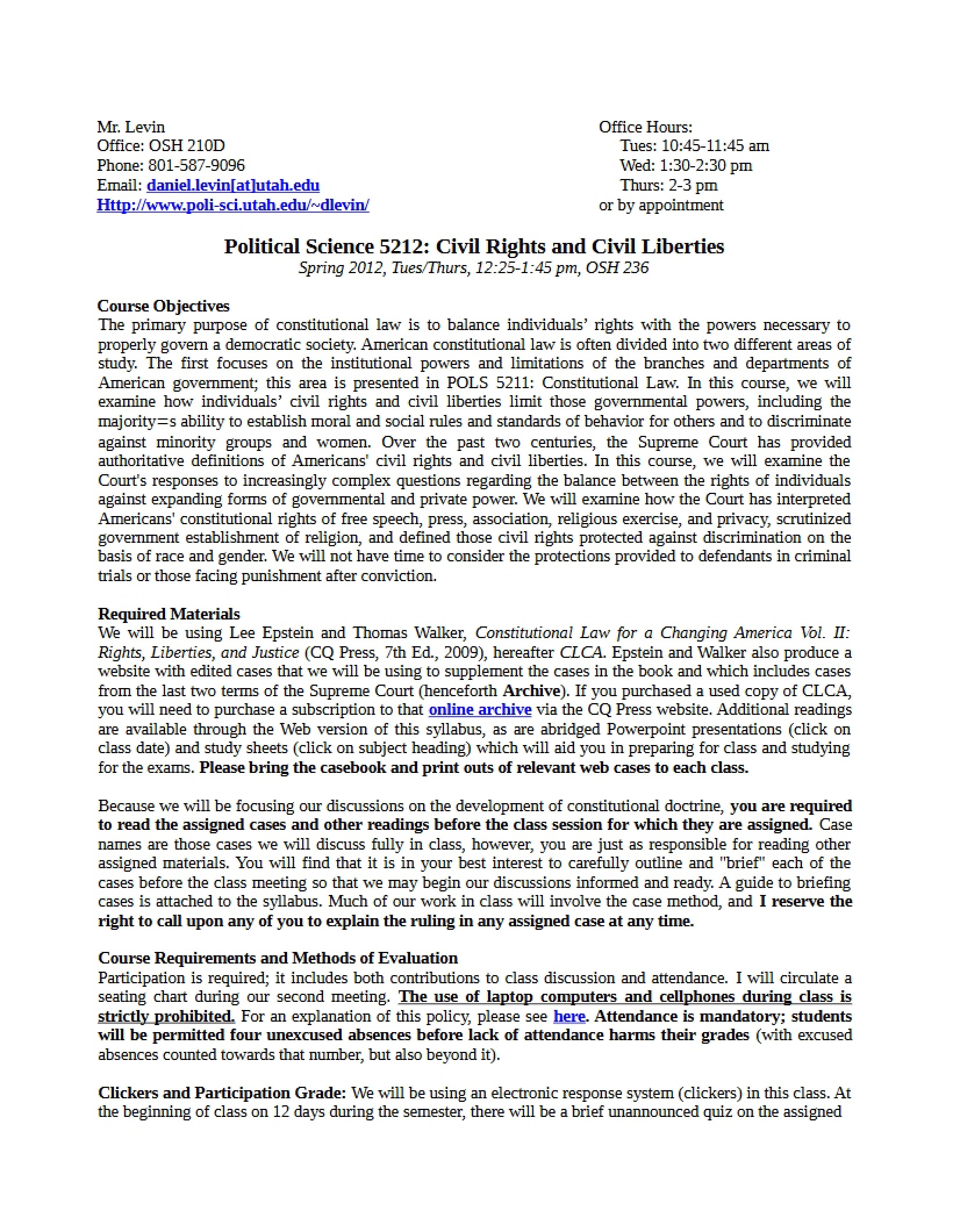 Civil Liberties Syllabus - POLS 5212