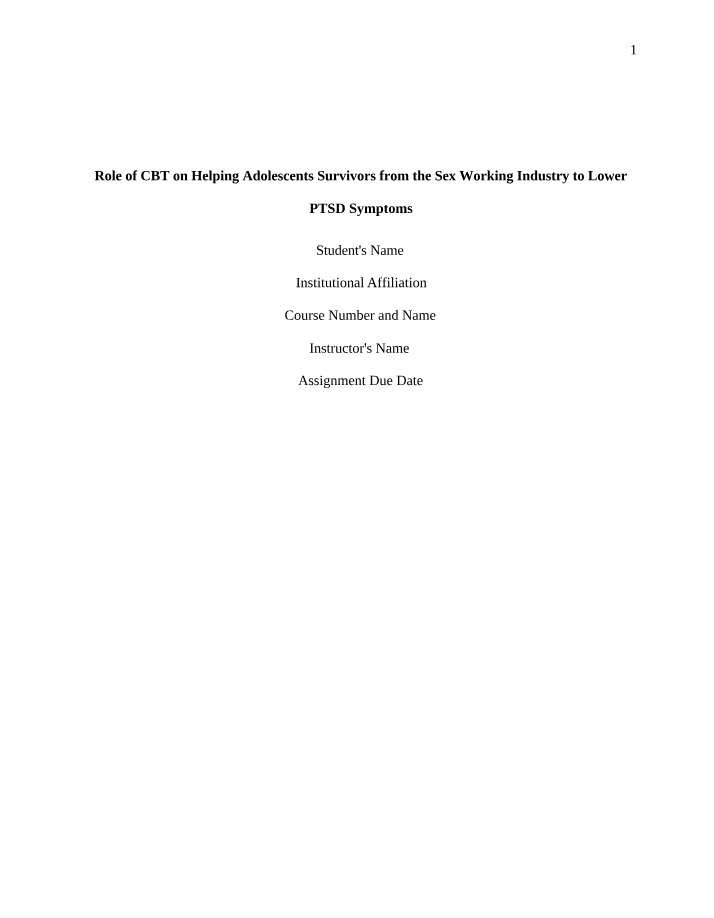 CBT's Role in Lowering PTSD Symptoms in Adolescents