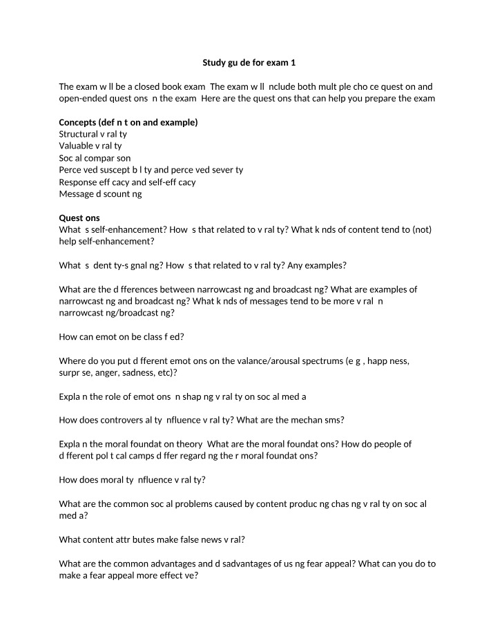 Exam 1 Study Guide