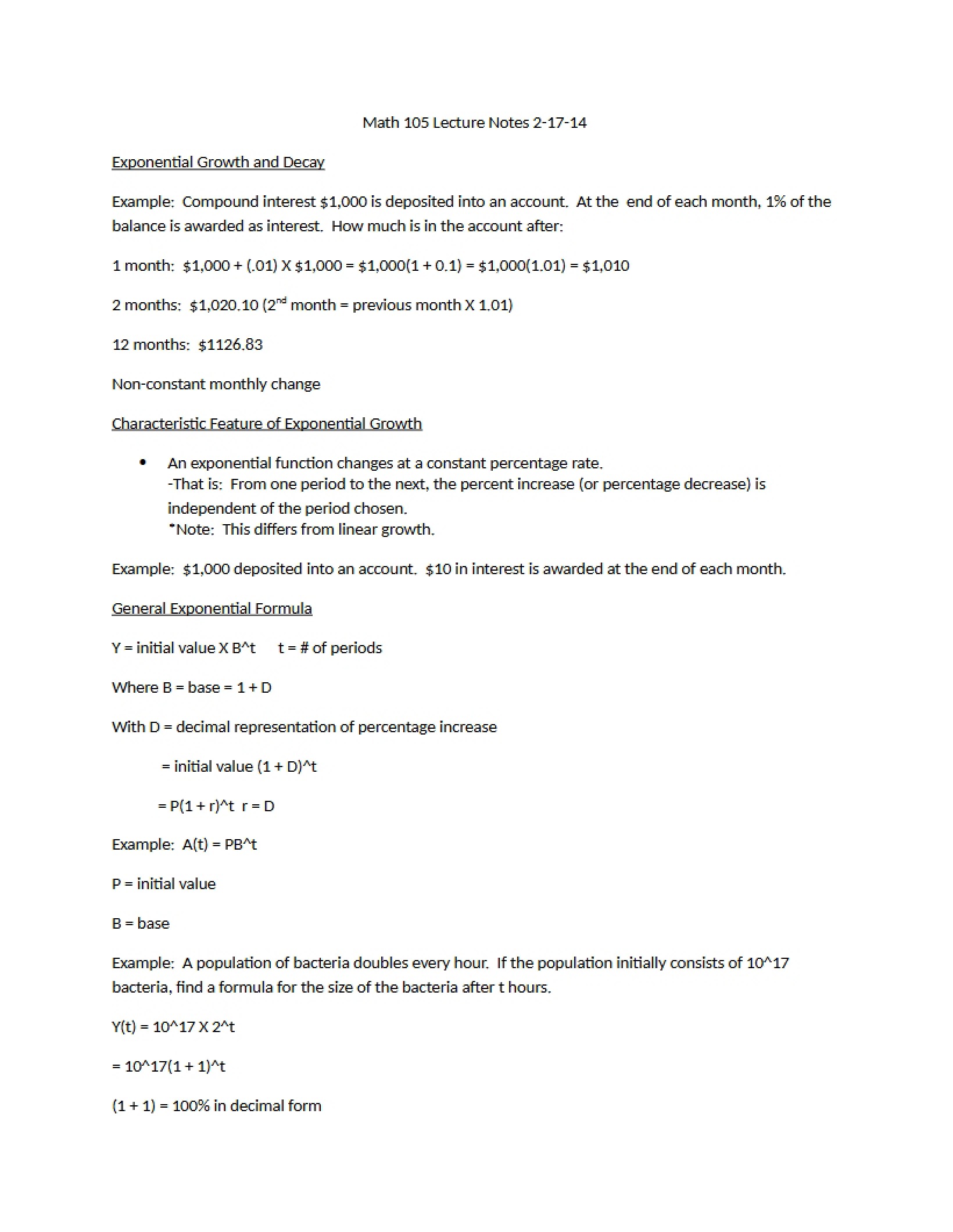 Notes for Feb 17, 2014 Lecture