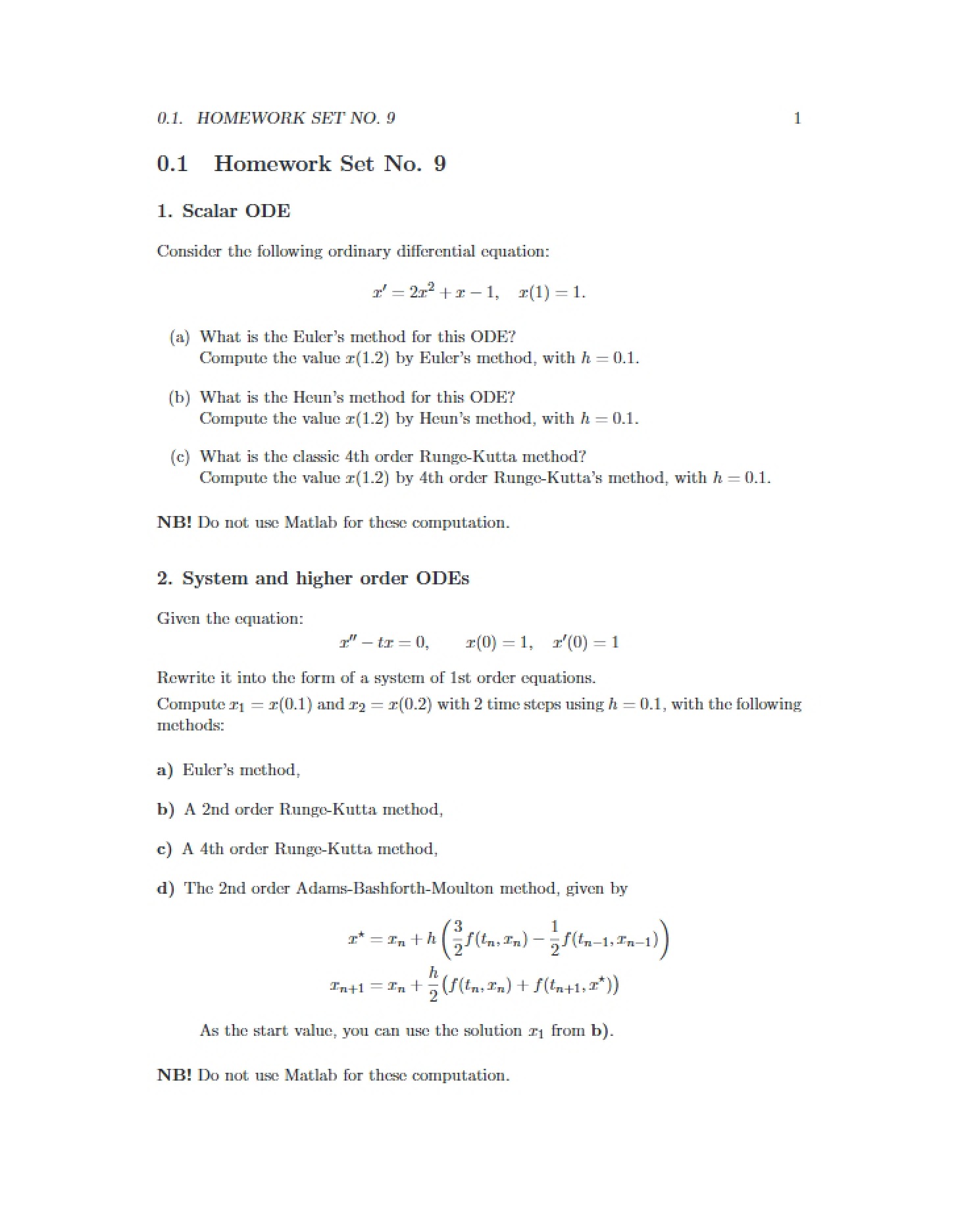 Ninth Homework Set