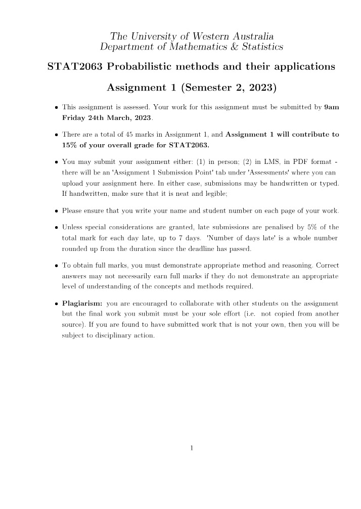 Assignment 1 - STAT2063