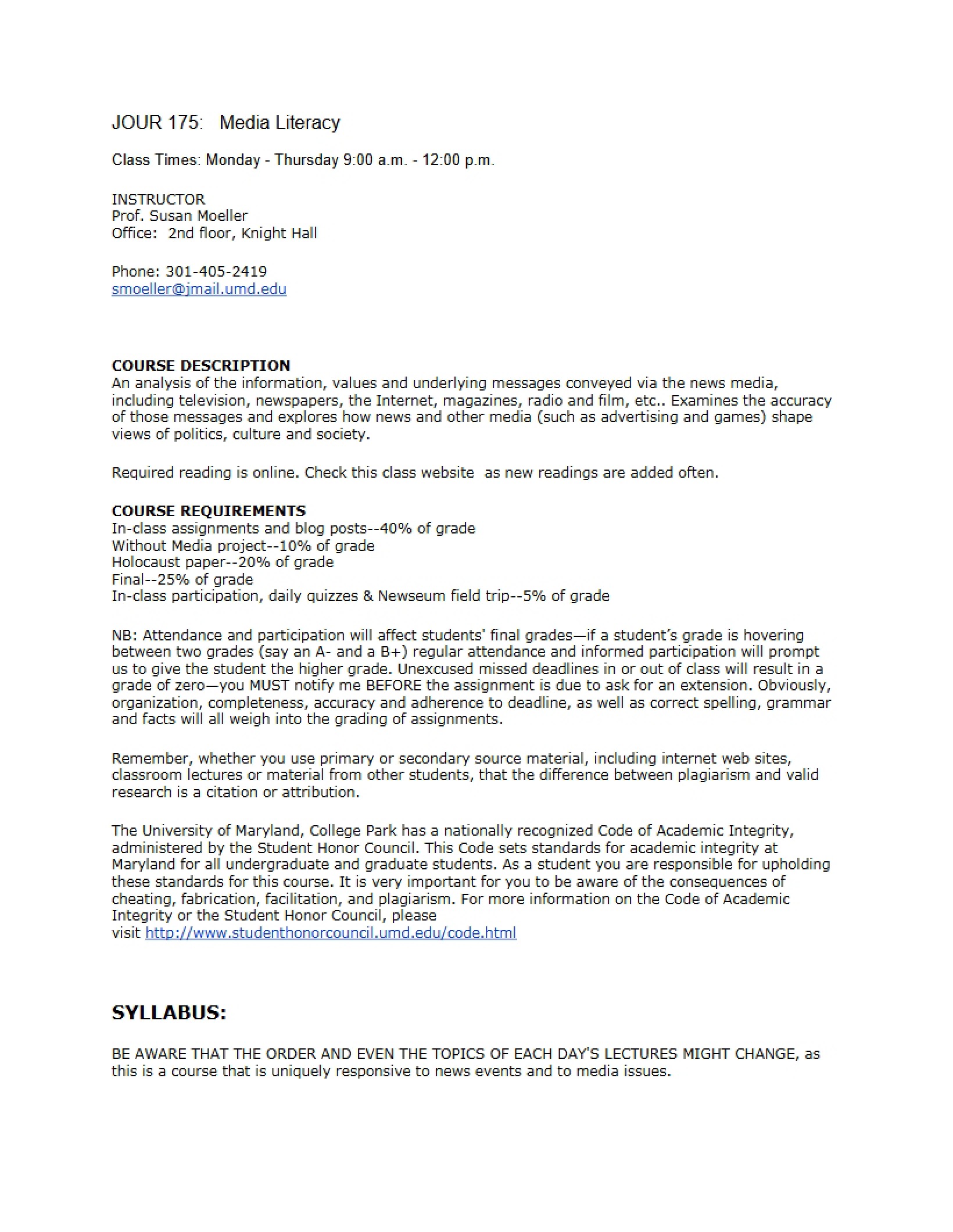 Media Literacy Syllabus