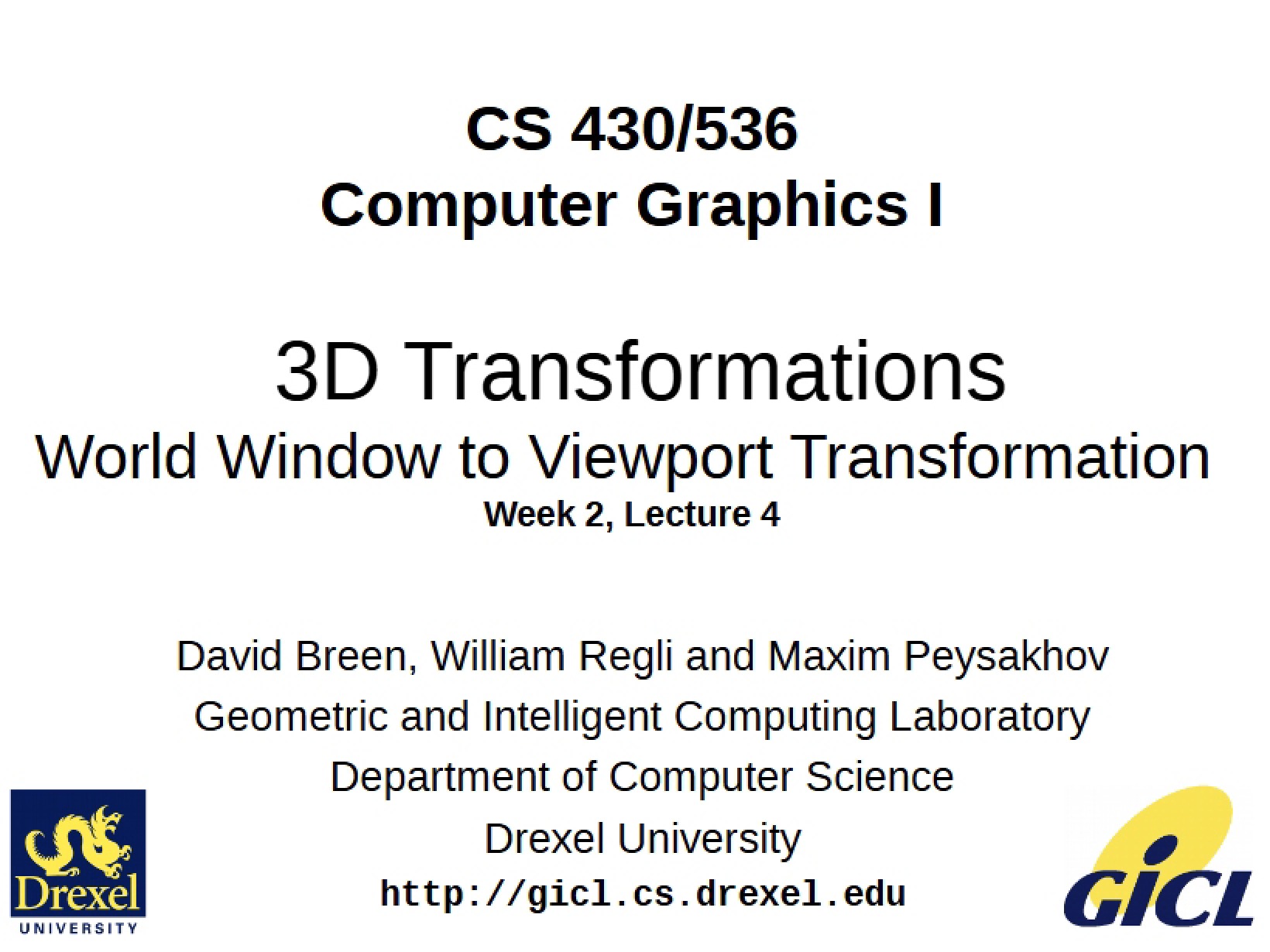 Transformations in 3D