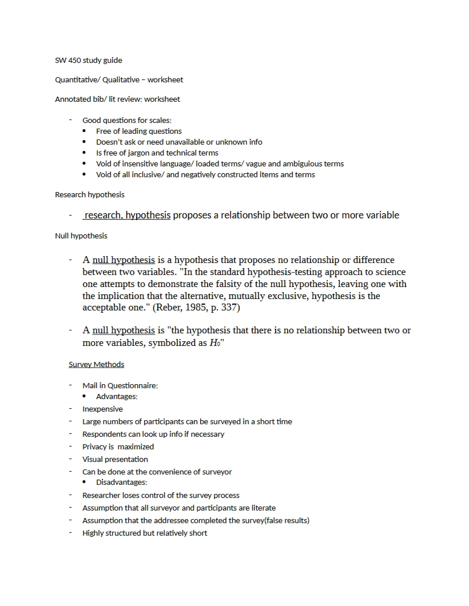 Social Work Research Study Guide