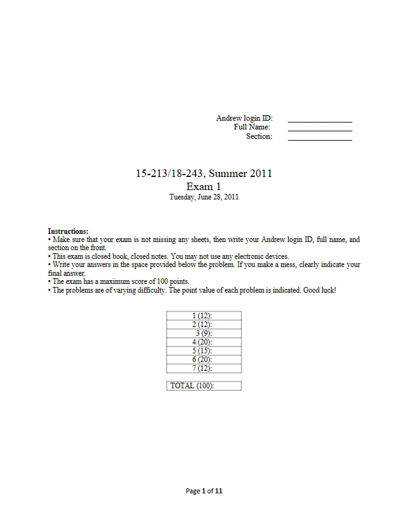 Tenth Examination