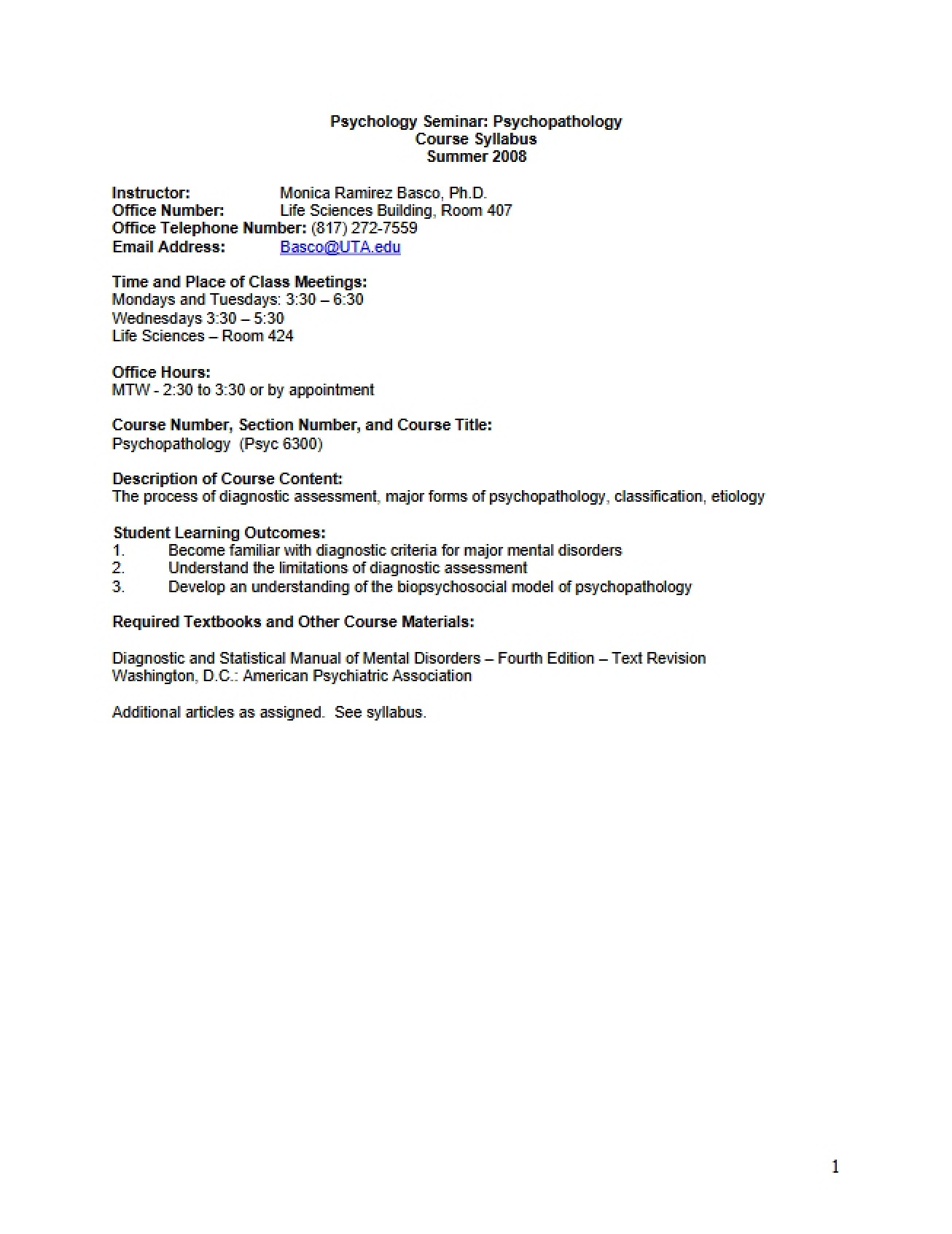 Syllabus H