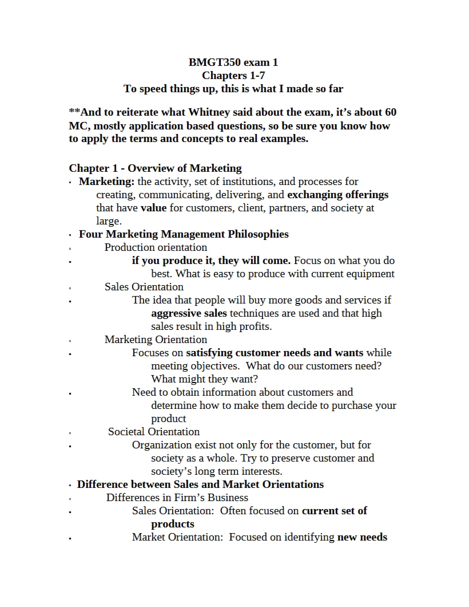 Second Marketing Exam