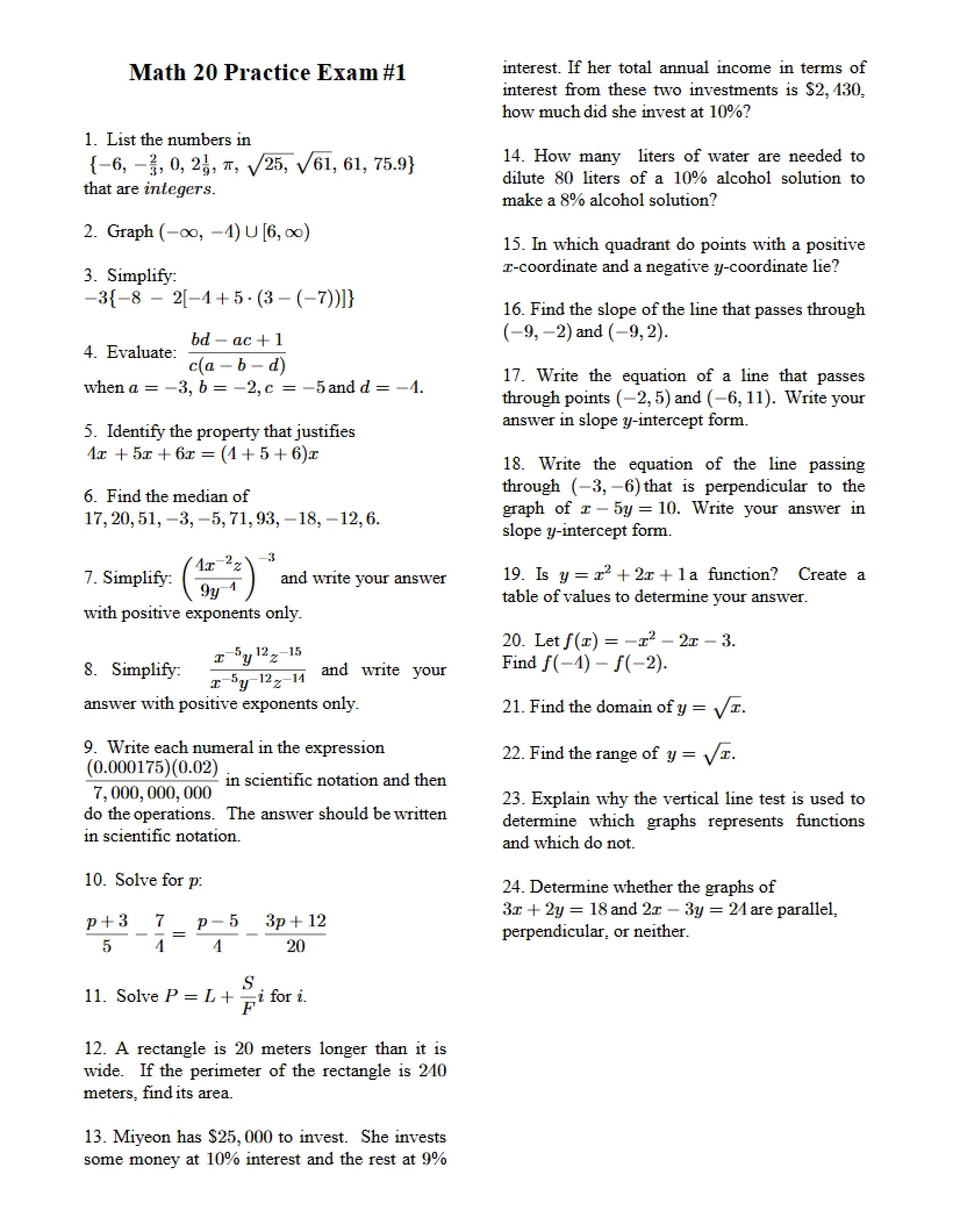 First Practice Examination