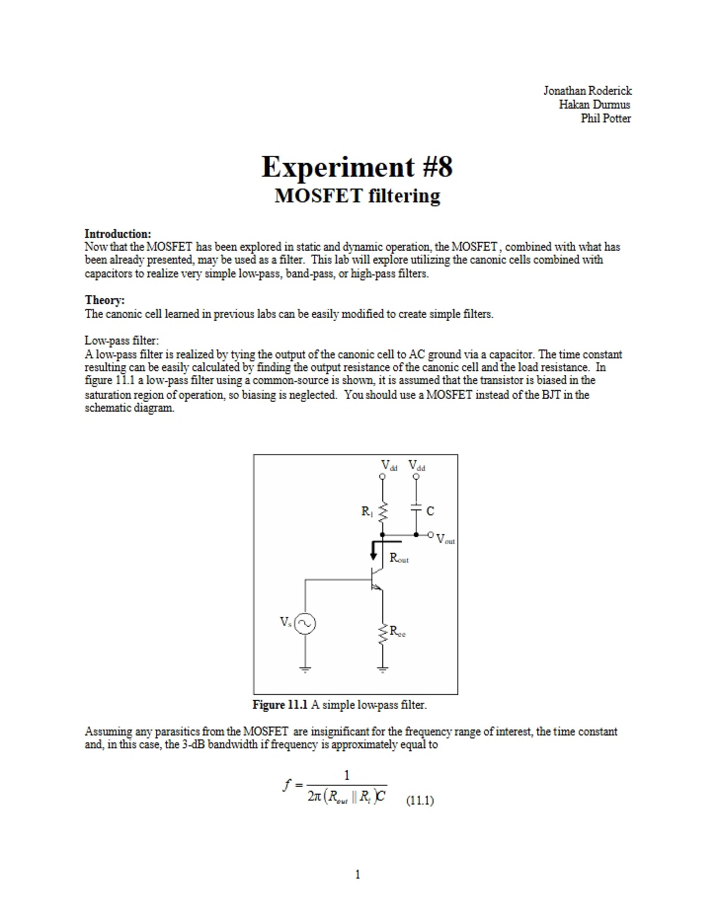 Eighth Experiment
