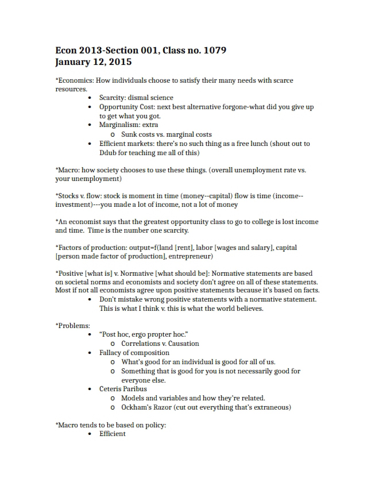 Notes for the First Test in Macroeconomics