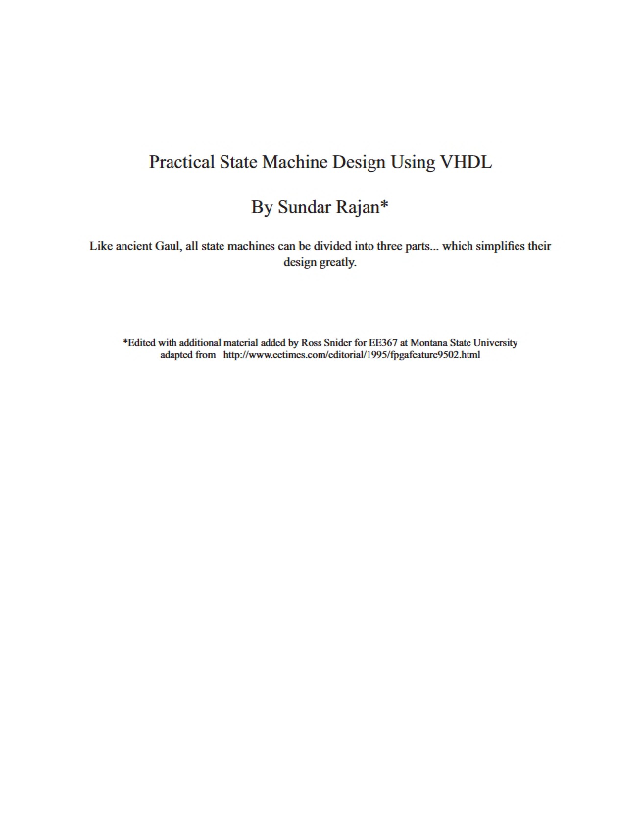 VHDL State Machine Design