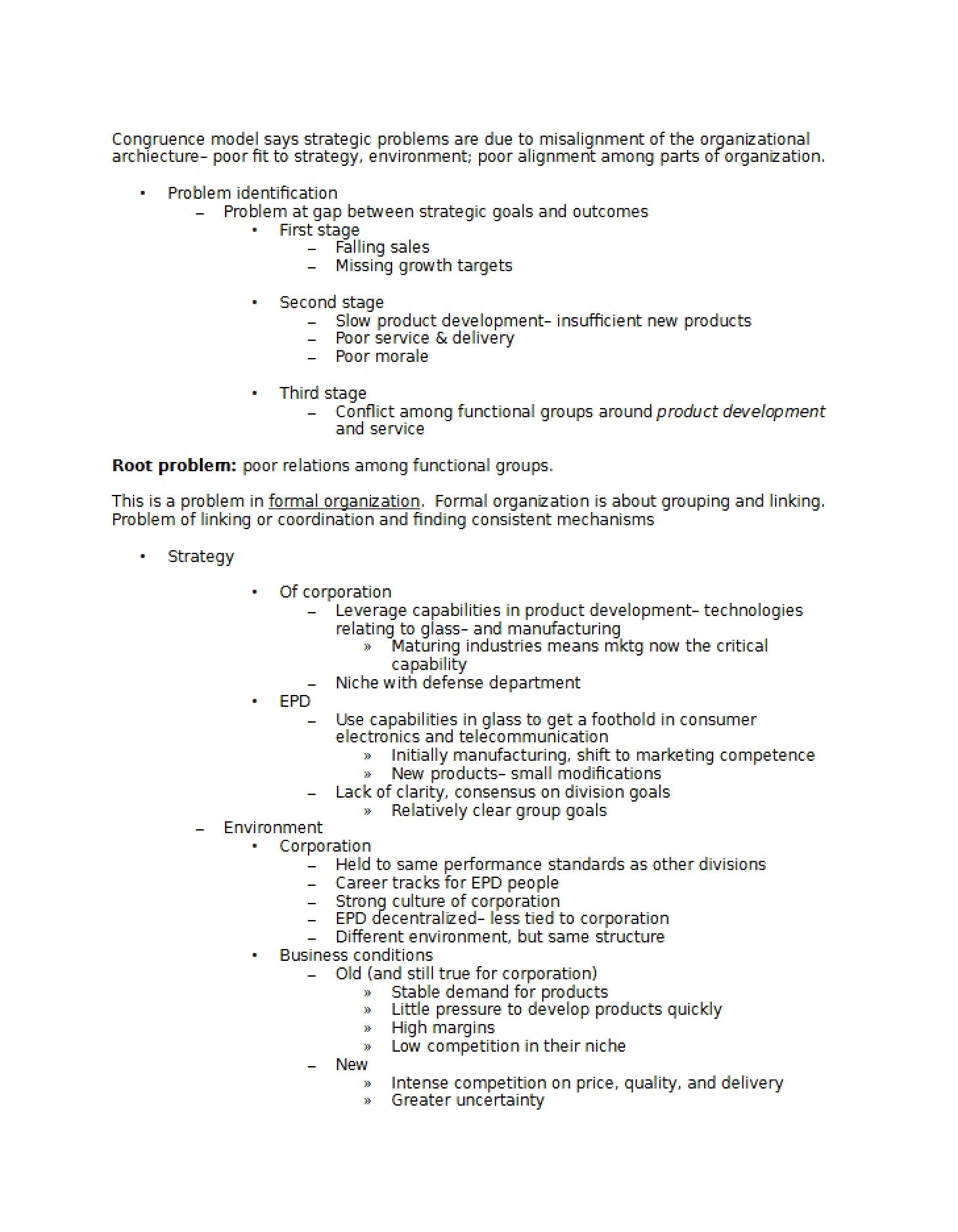Outline of Discussion