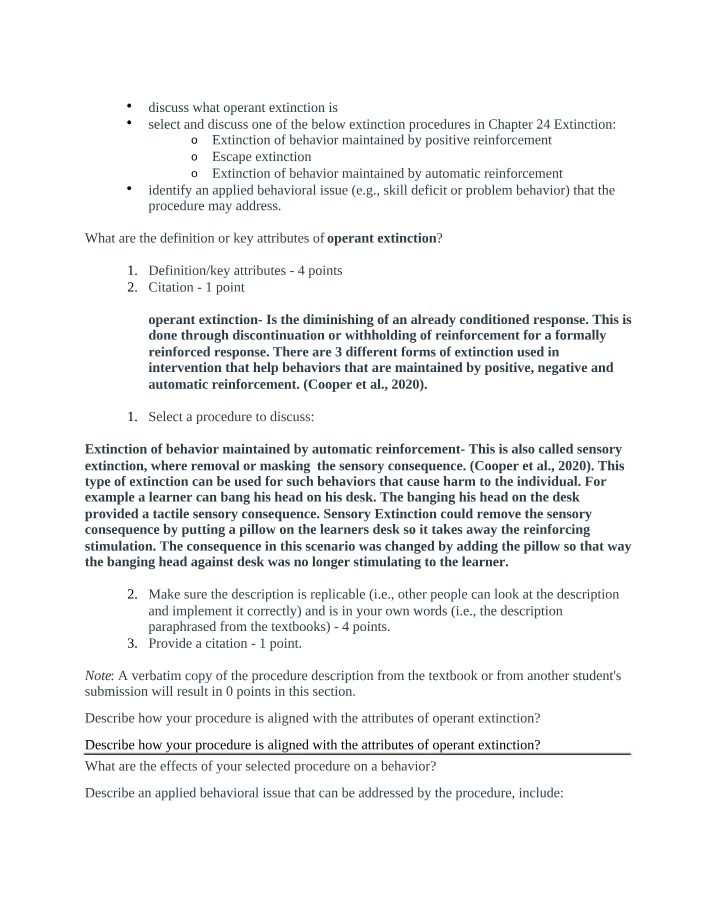 Application and Procedures for Operant Extinction