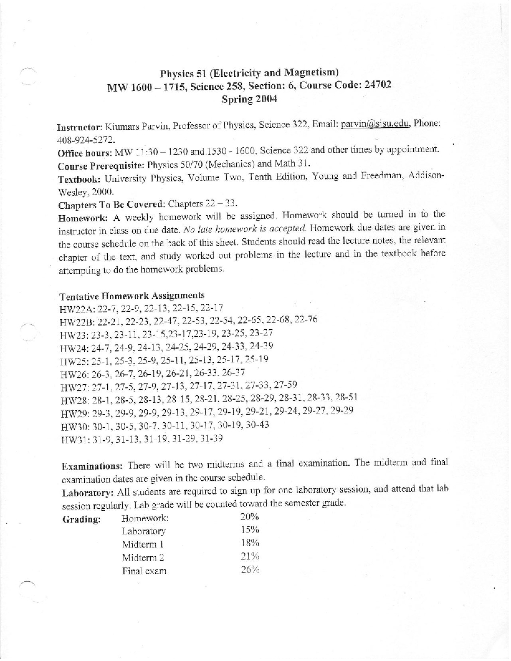 Physics 51 Course Material