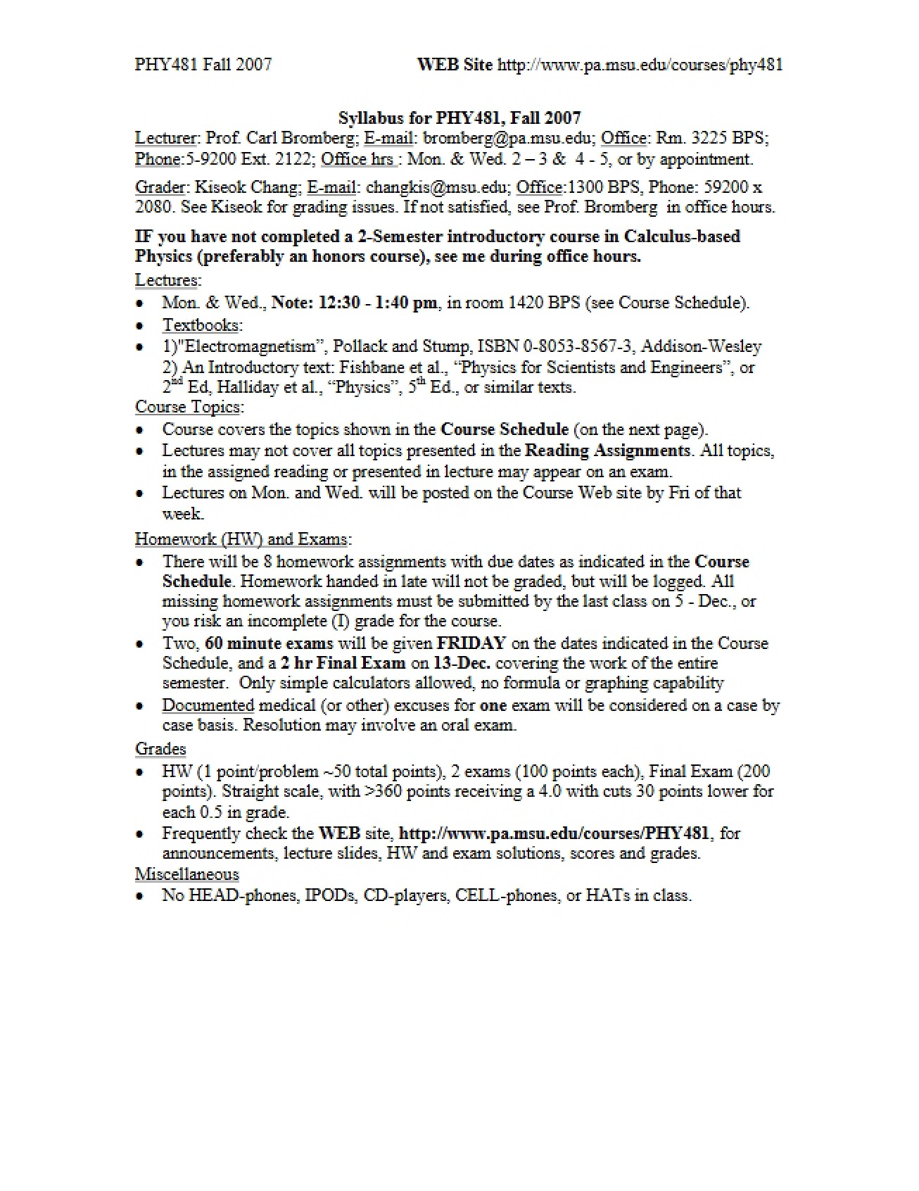 Syllabus - PHY 481