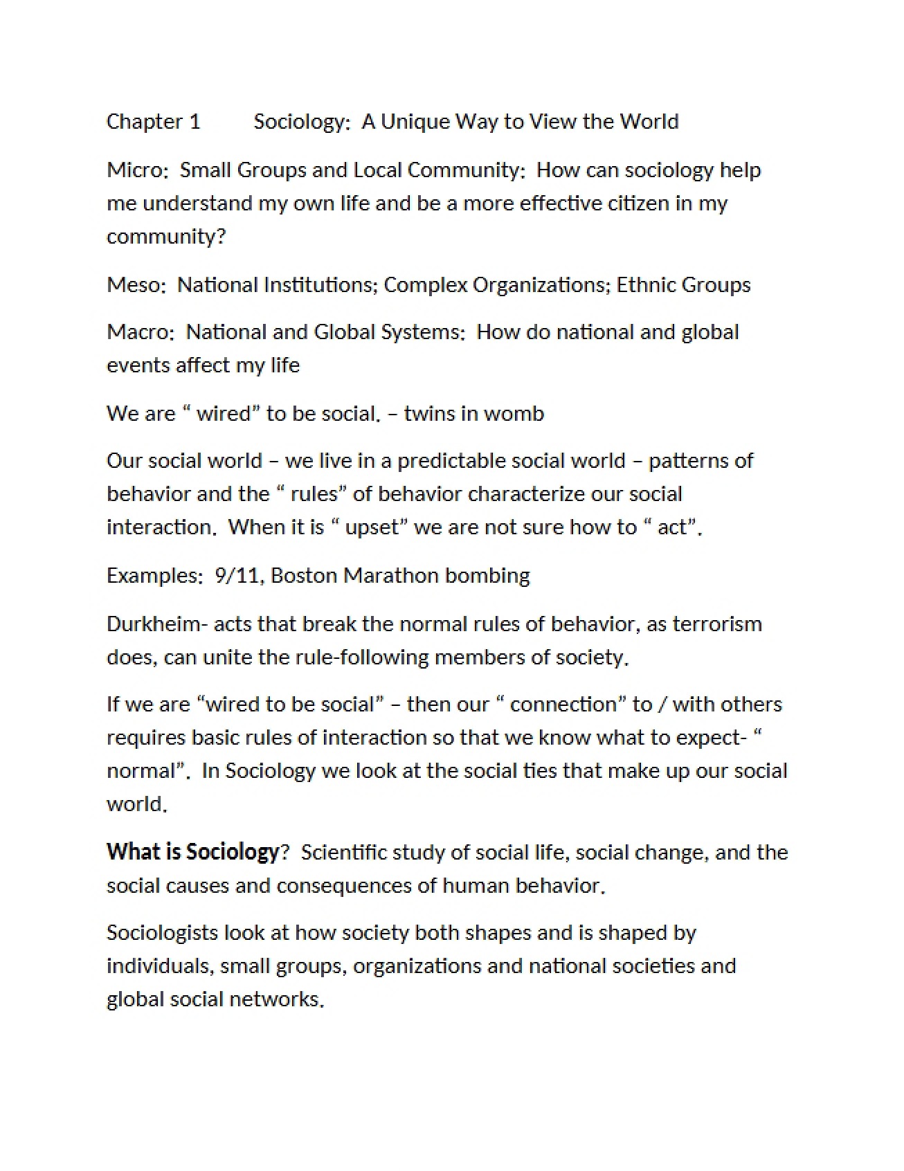 Sociology Chapter One