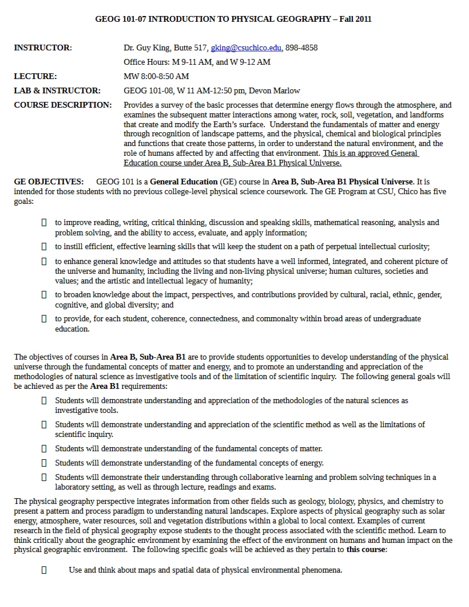 GEOG 101 Syllabus