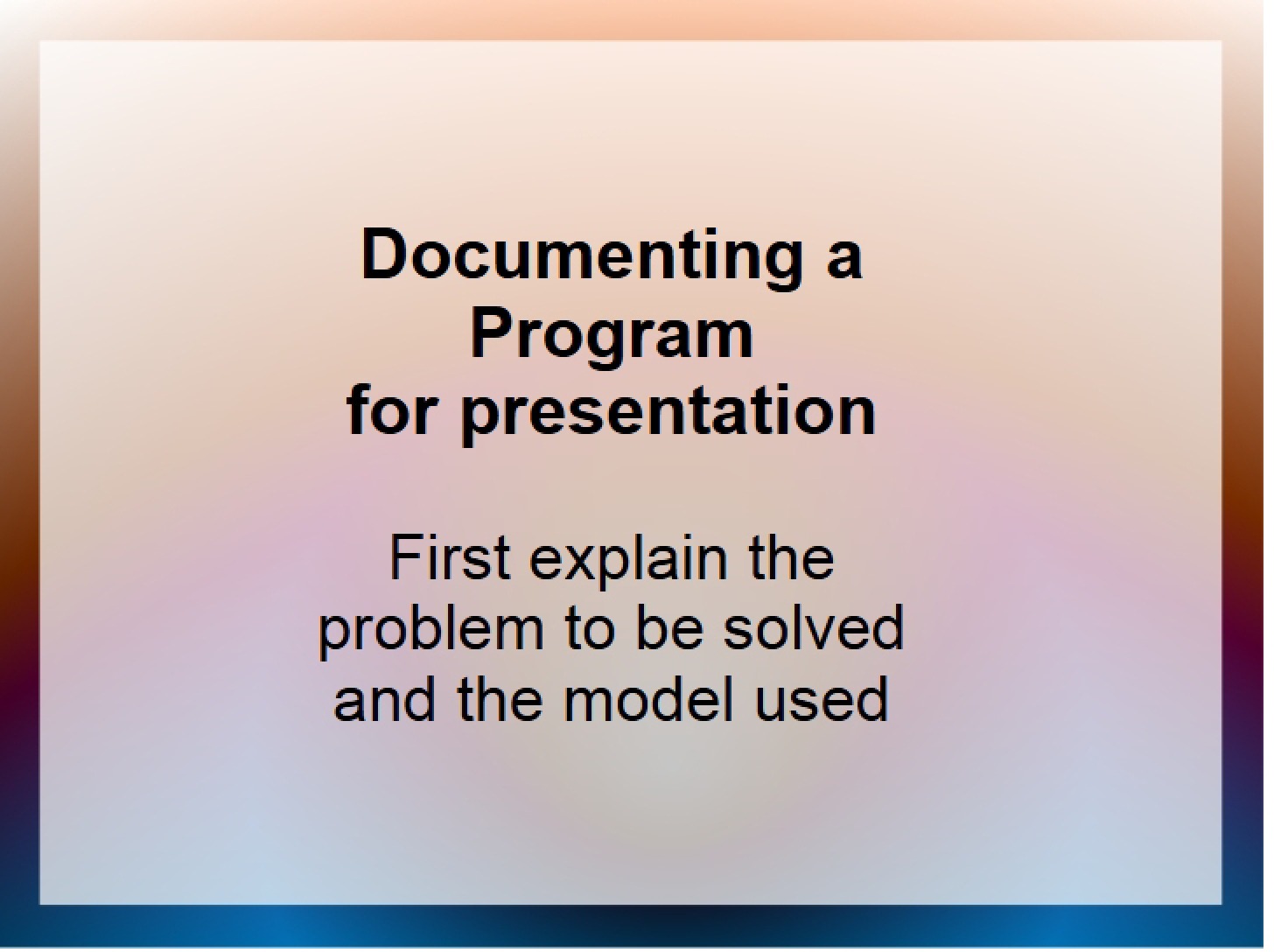 Program Documentation for Presentations