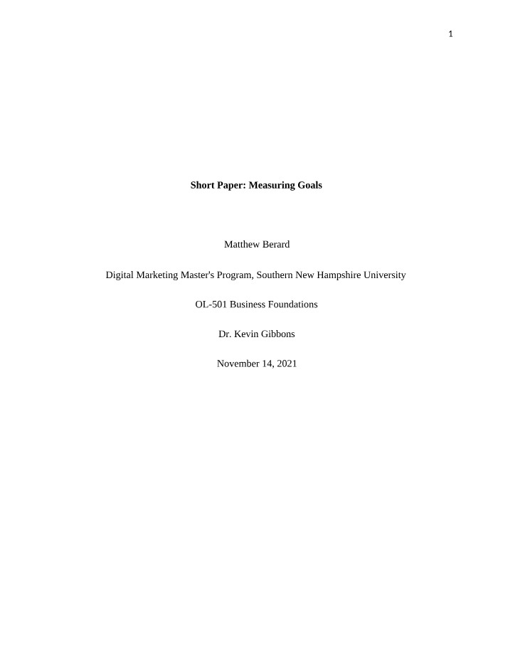 Measuring Goals - OL 501