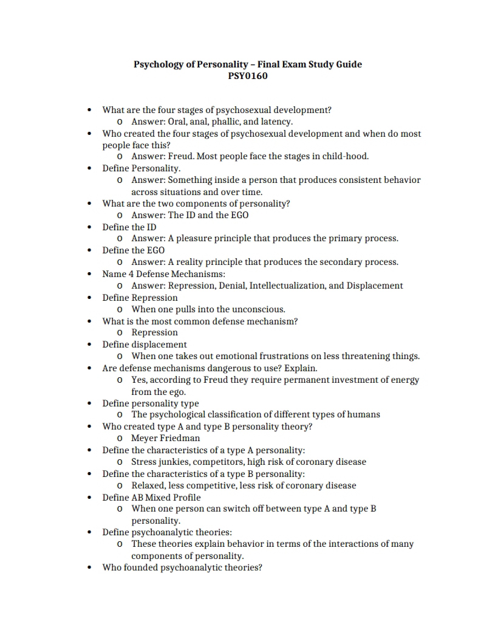 Personality Psychology Overview
