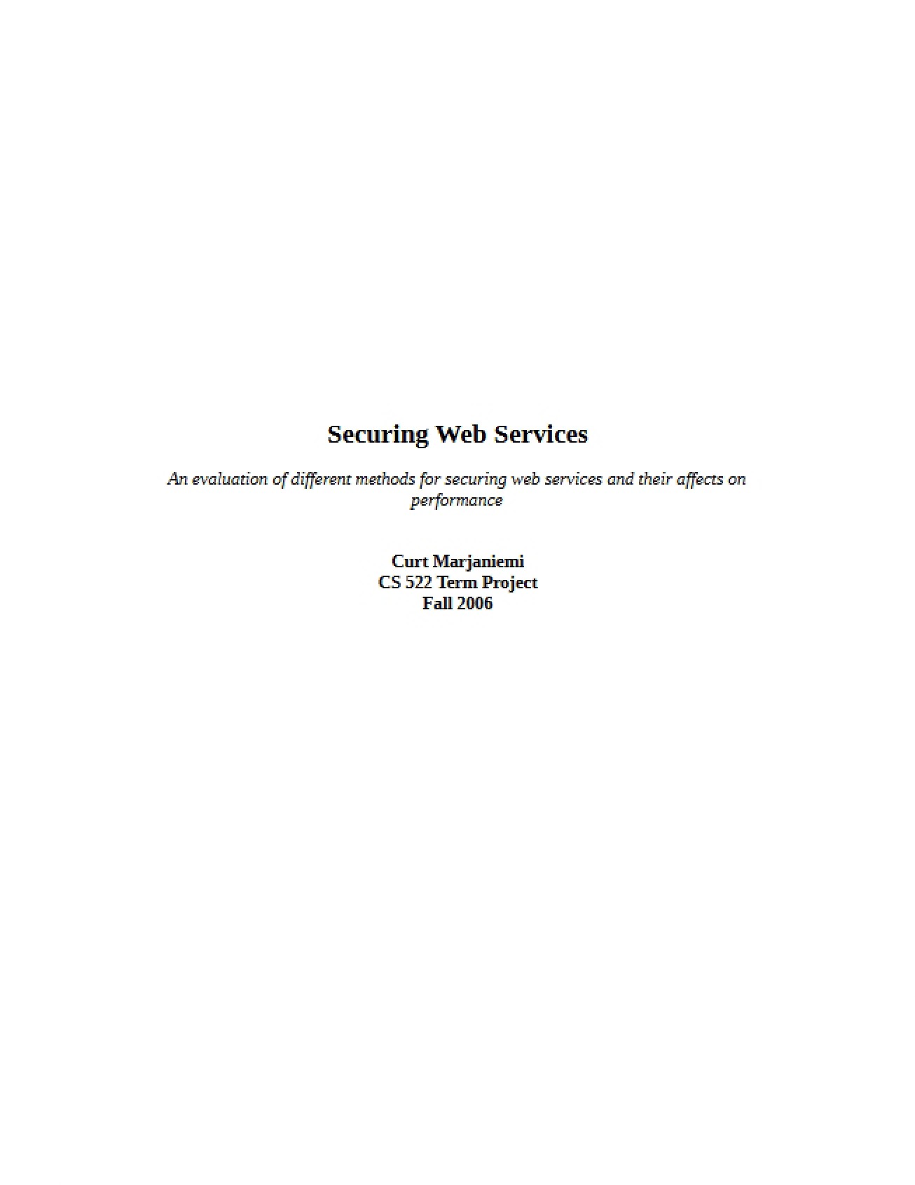 Securing Web Services