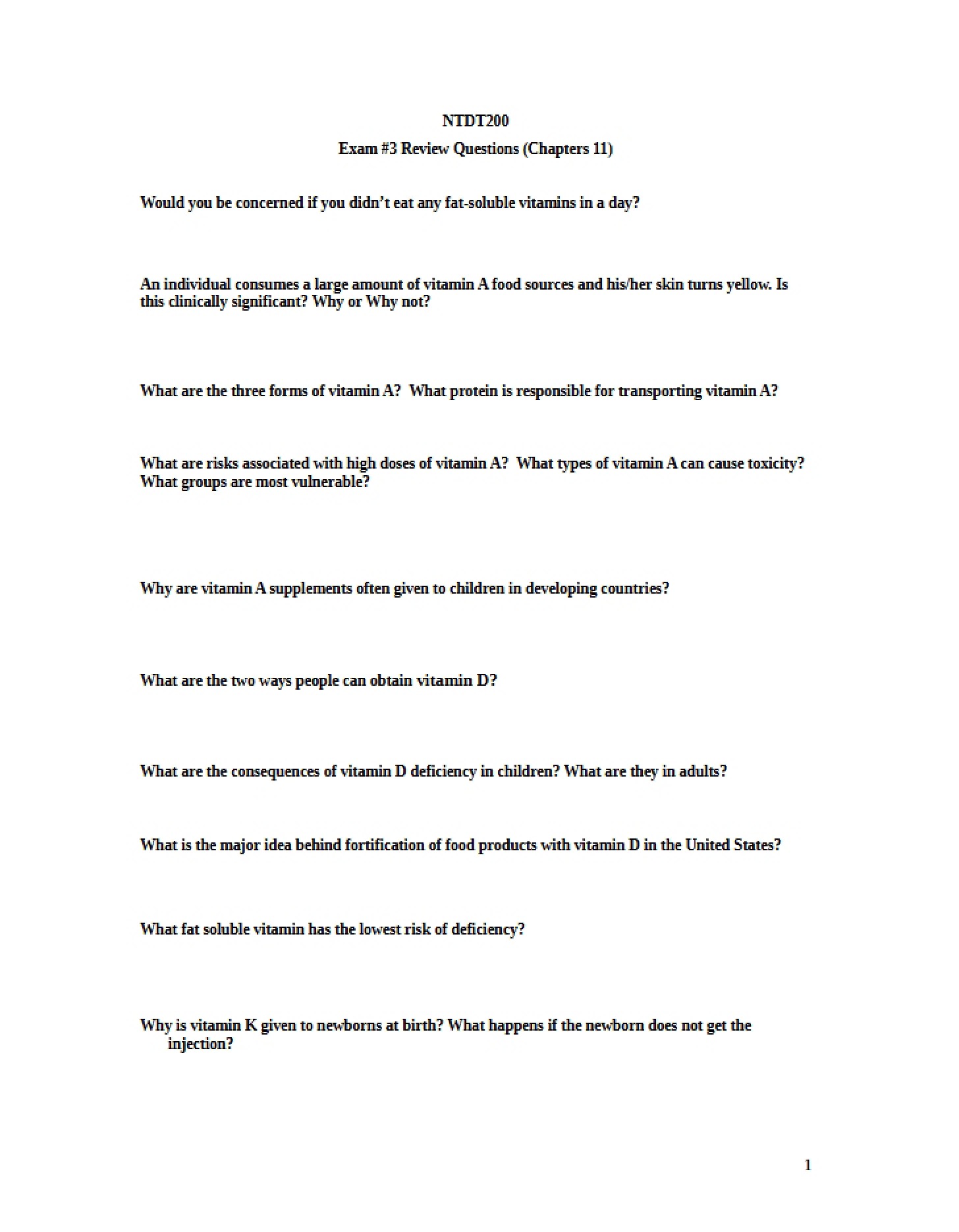 Chapter 11 Review Questions (Exam 3)