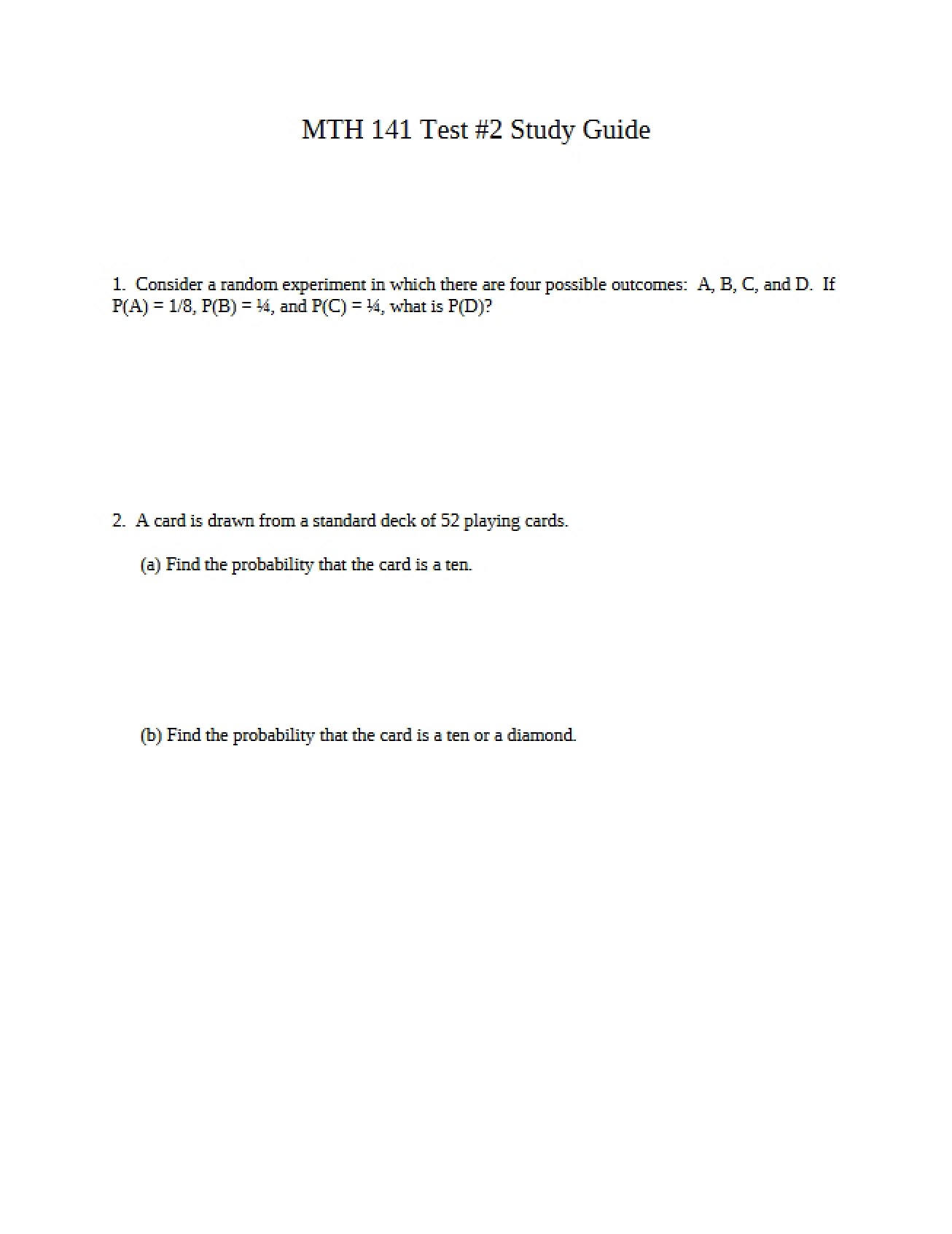 Study Guide for the Second Basic Statistics Test
