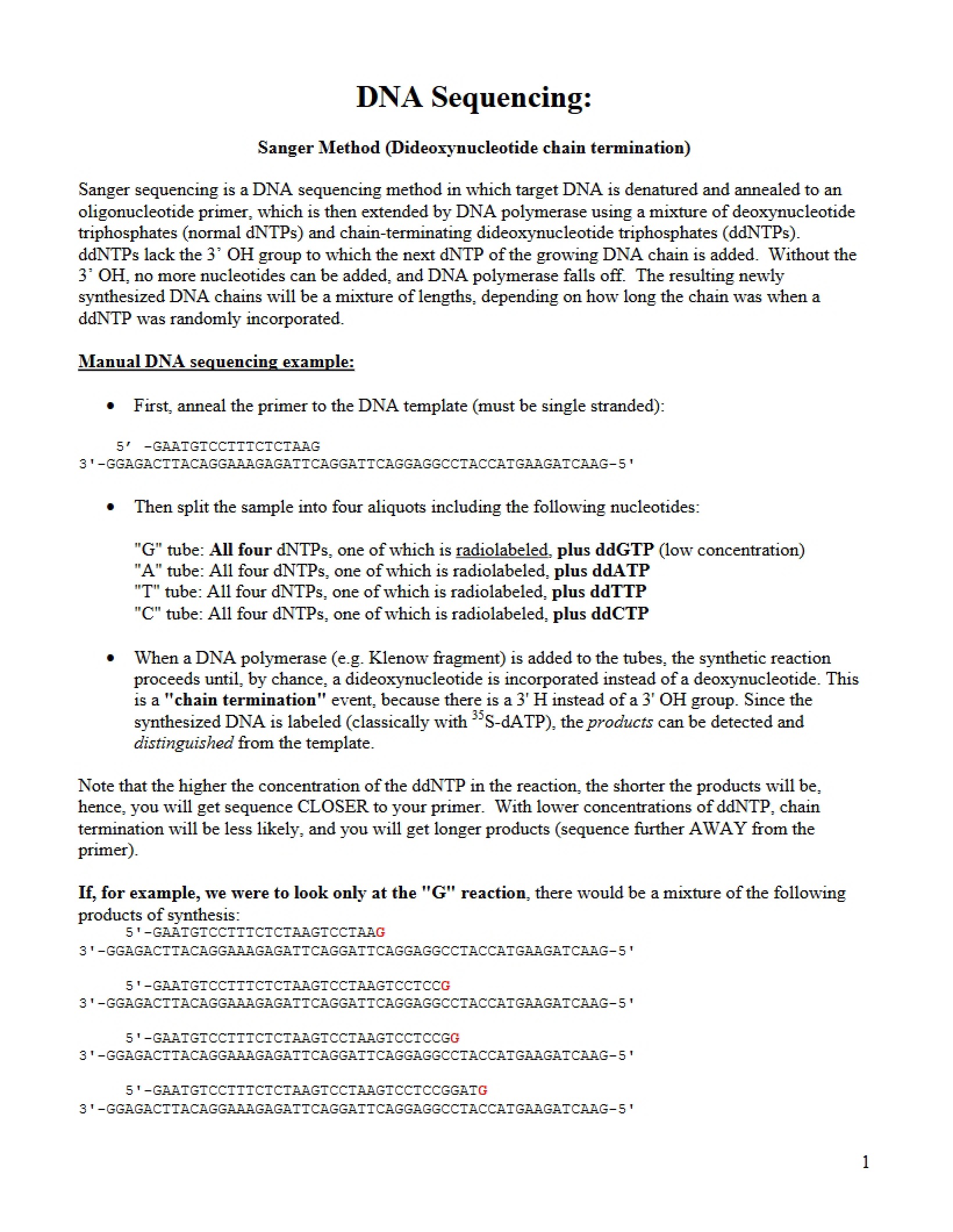Sequencing of DNA