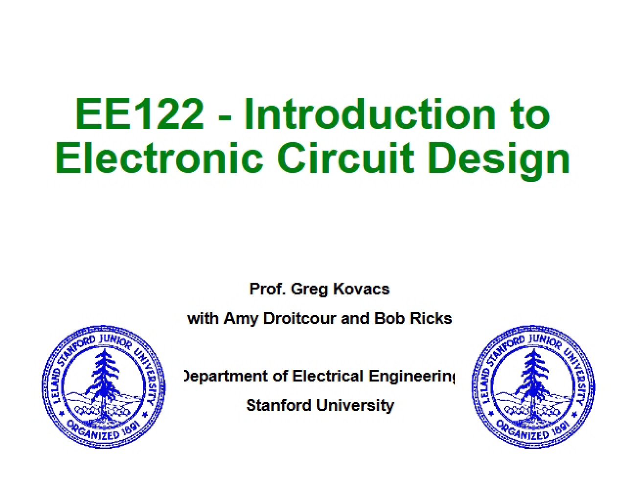 Introduction to the Design of Electronic Circuits