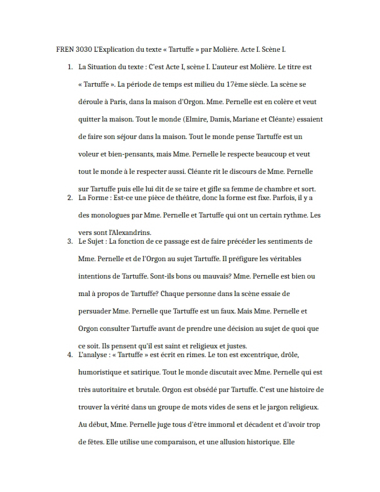 Explication of a Text by Moliere