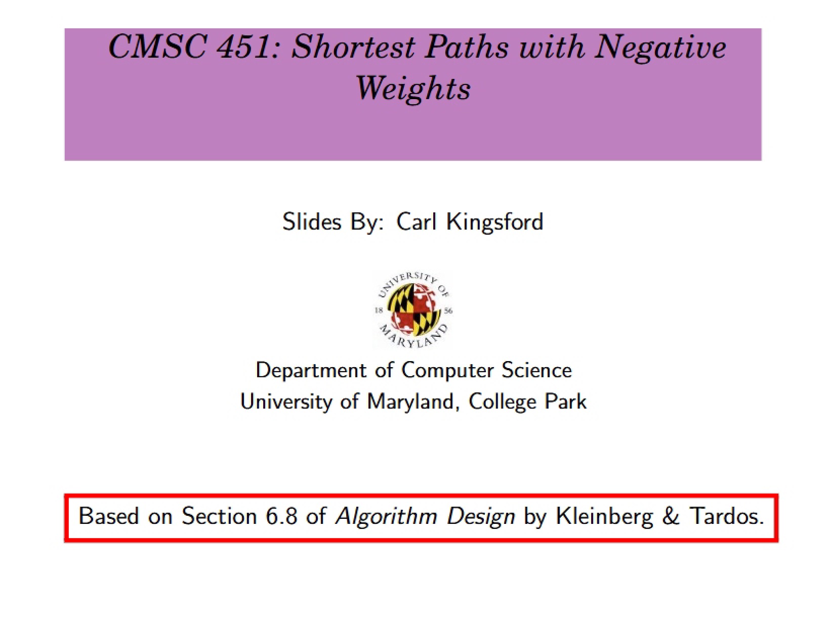 Negative Weights in Shortest Paths