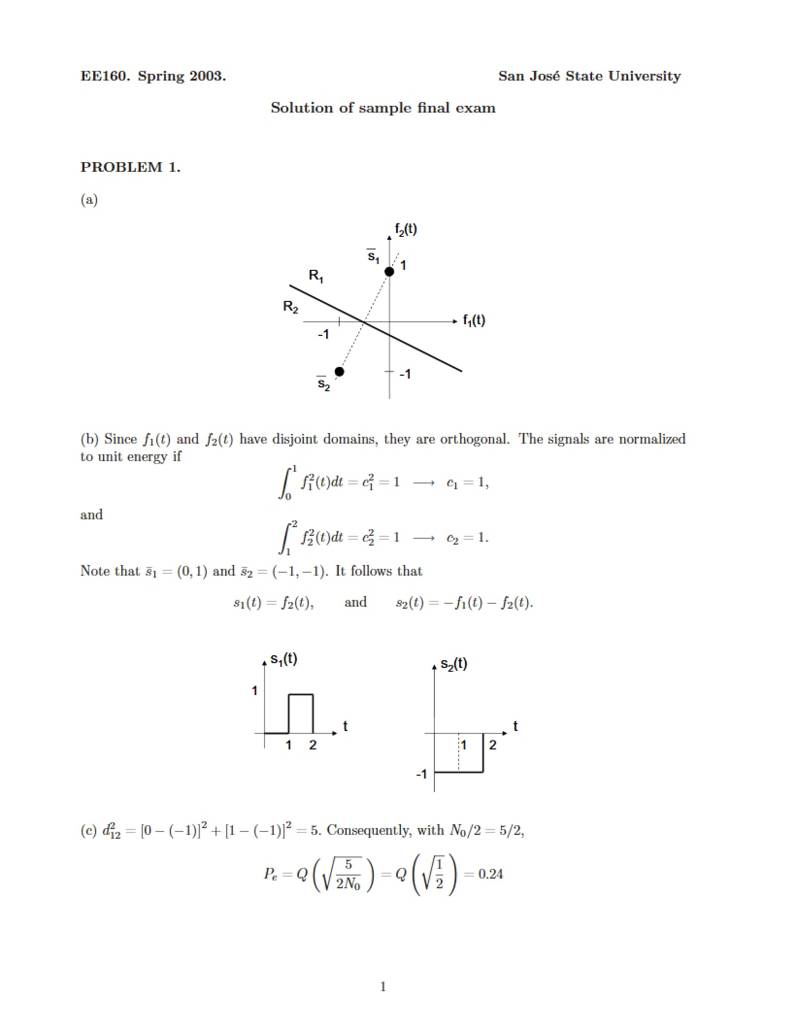 Sample Final Exam Solutions