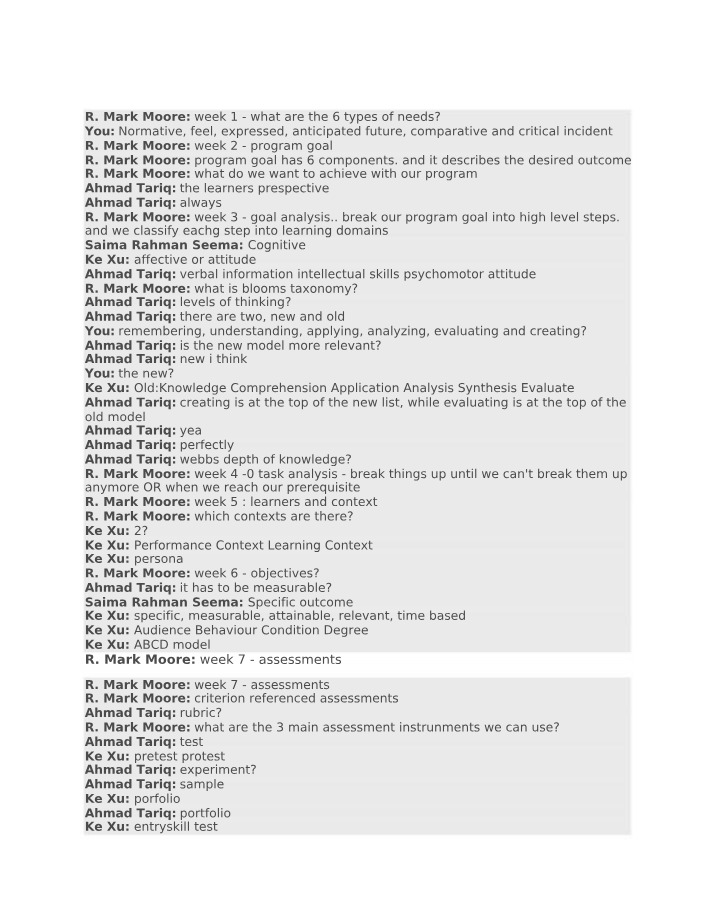 Learning Domains and Instructional Design Needs Assessment Quiz
