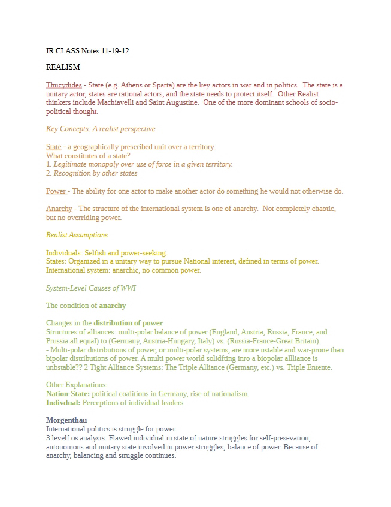 Realism Framework
