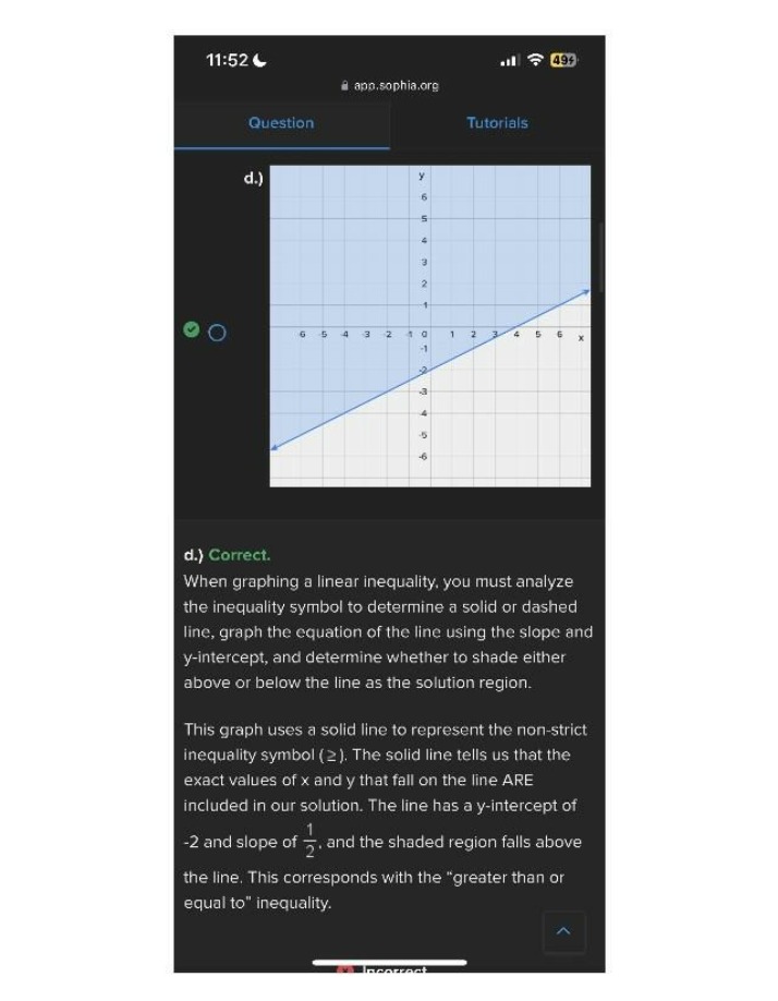 Graphing Linear Inequalities (Sophia.org Question D)