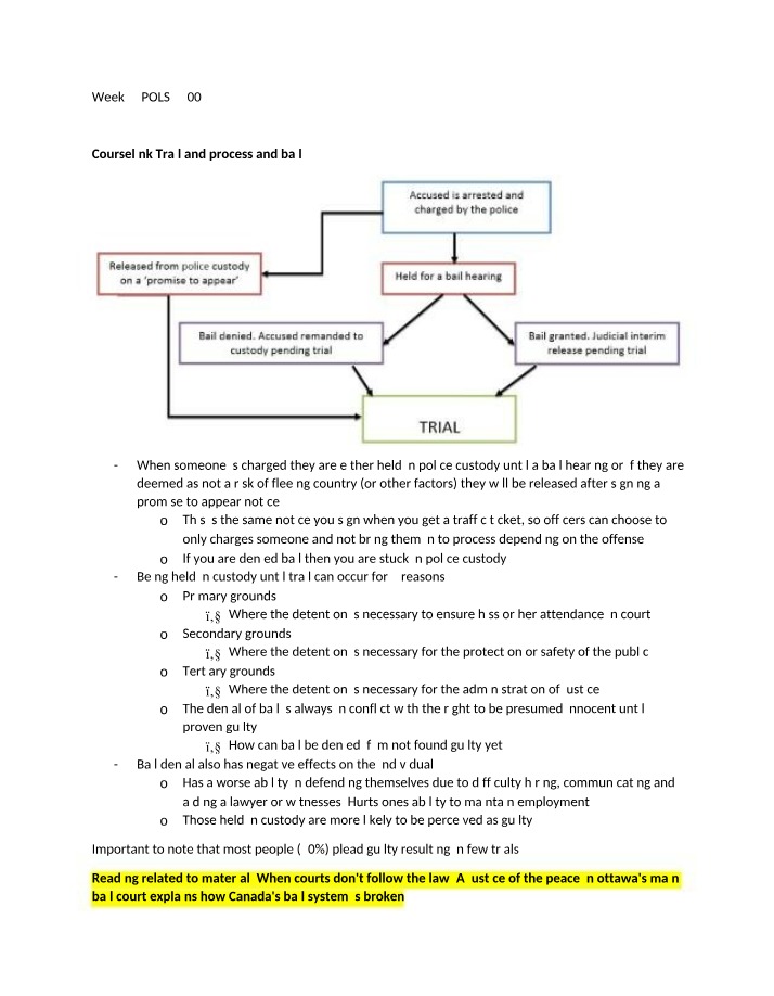 Week 7 Notes - Bail, Process, and Trail