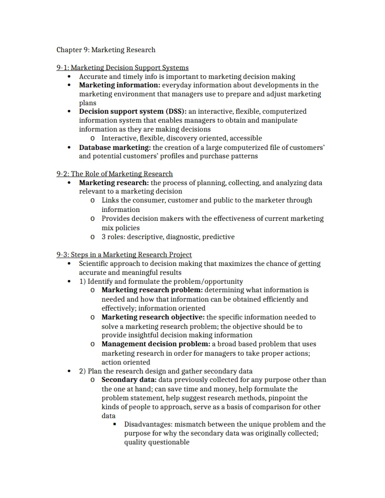 Research in Marketing - Chapter 9