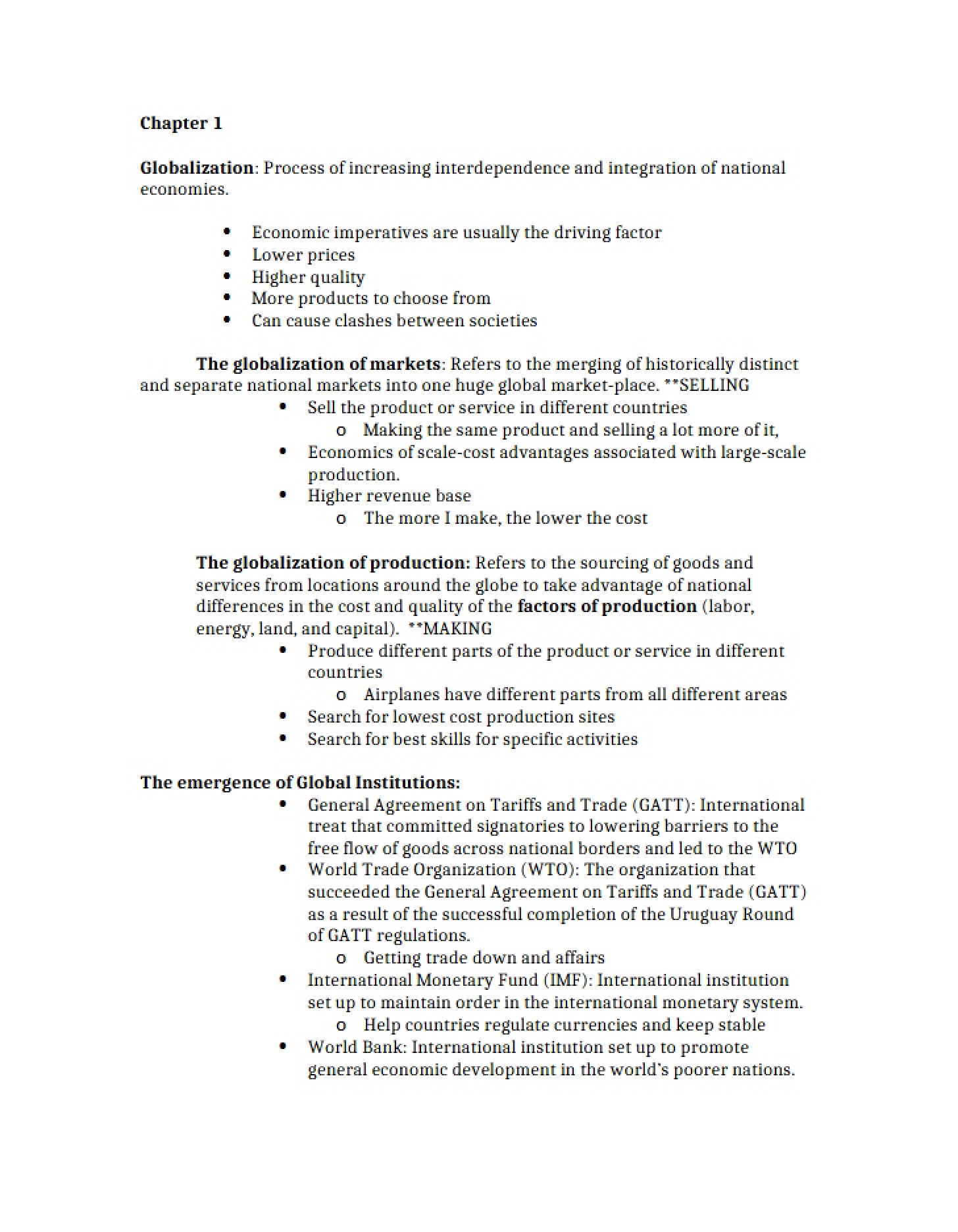 Chapter One International Business