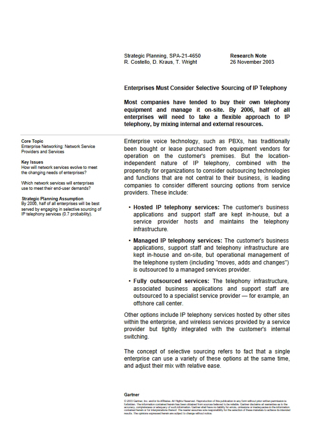 IP Telephony Selective Sourcing for Enterprises