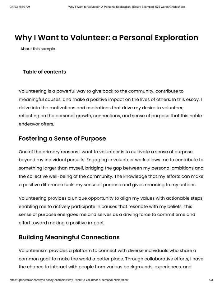 Why I Want to Volunteer - A Personal Exploration