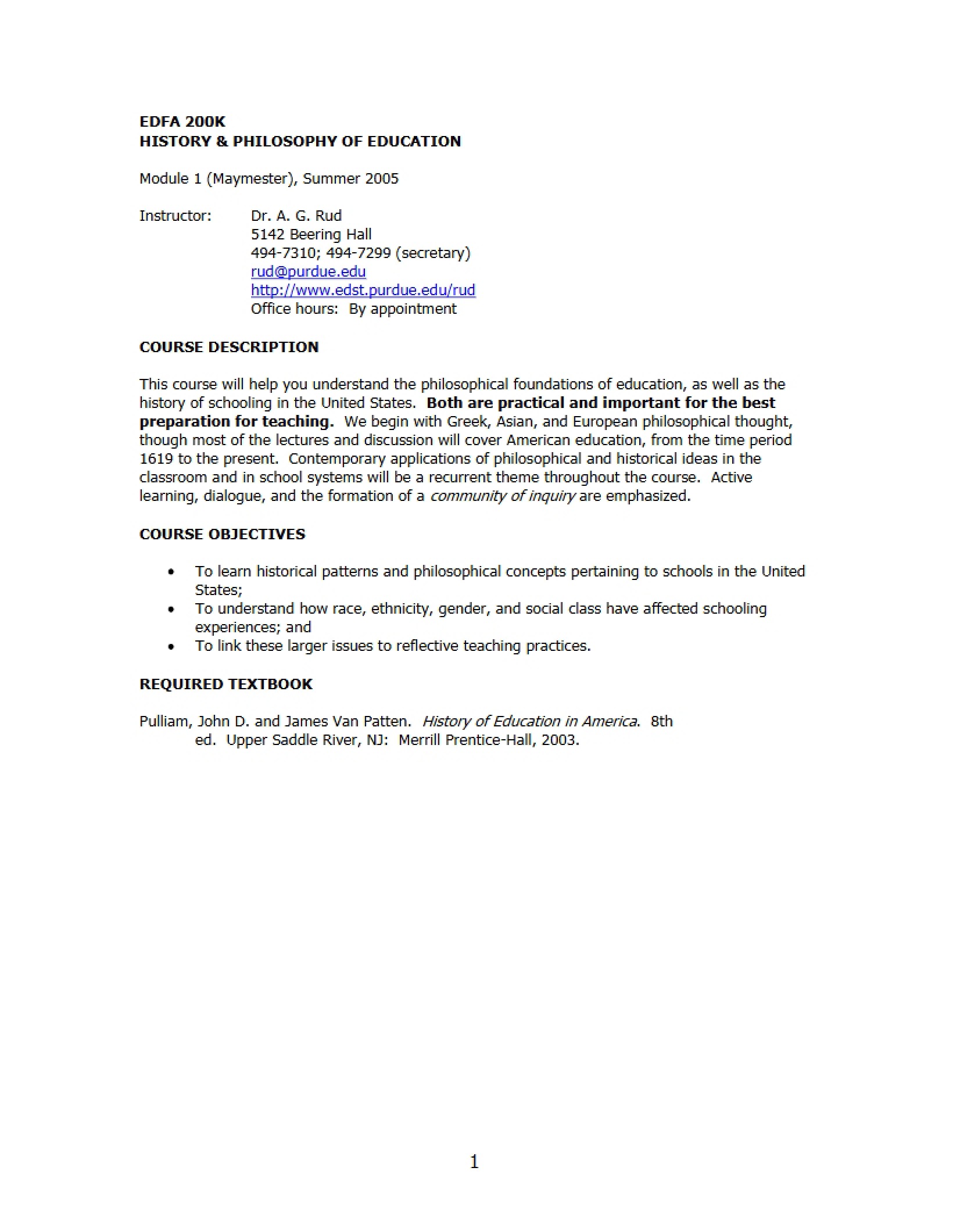 Syllabus - 4 Pages