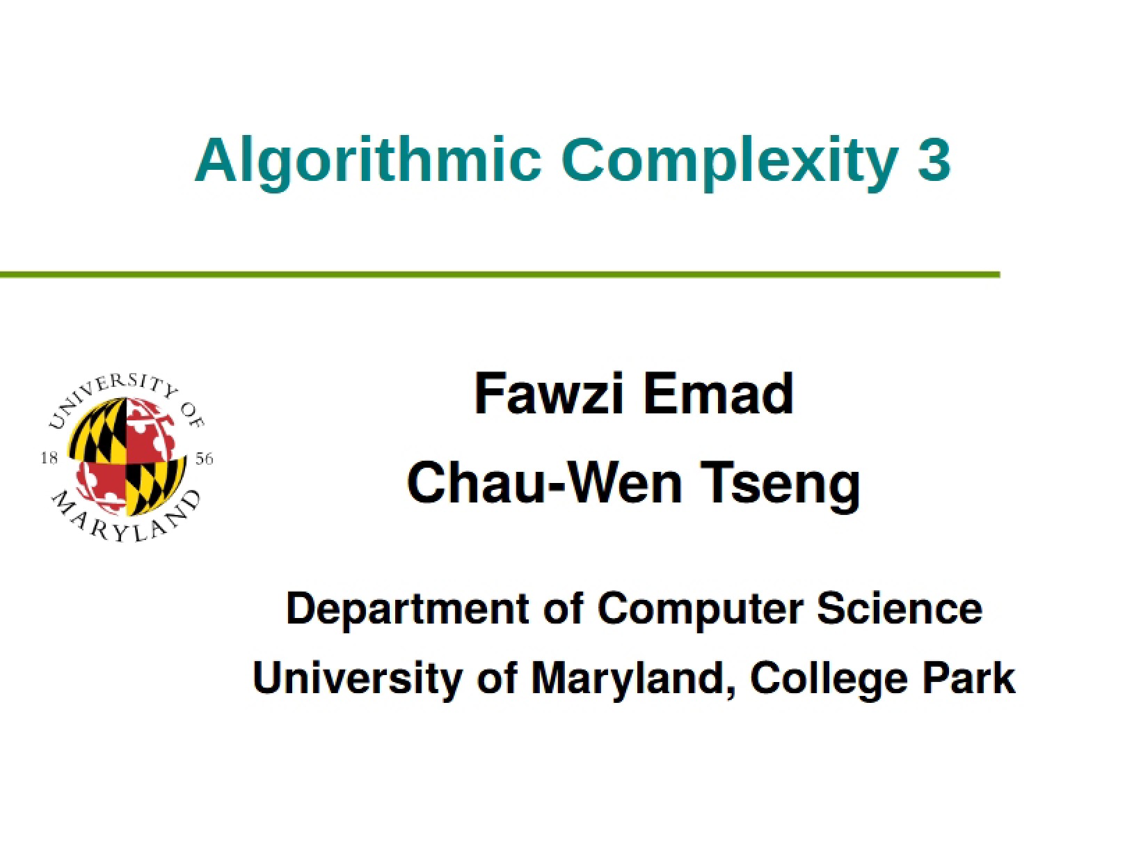 Algorithmic Complexity Part III