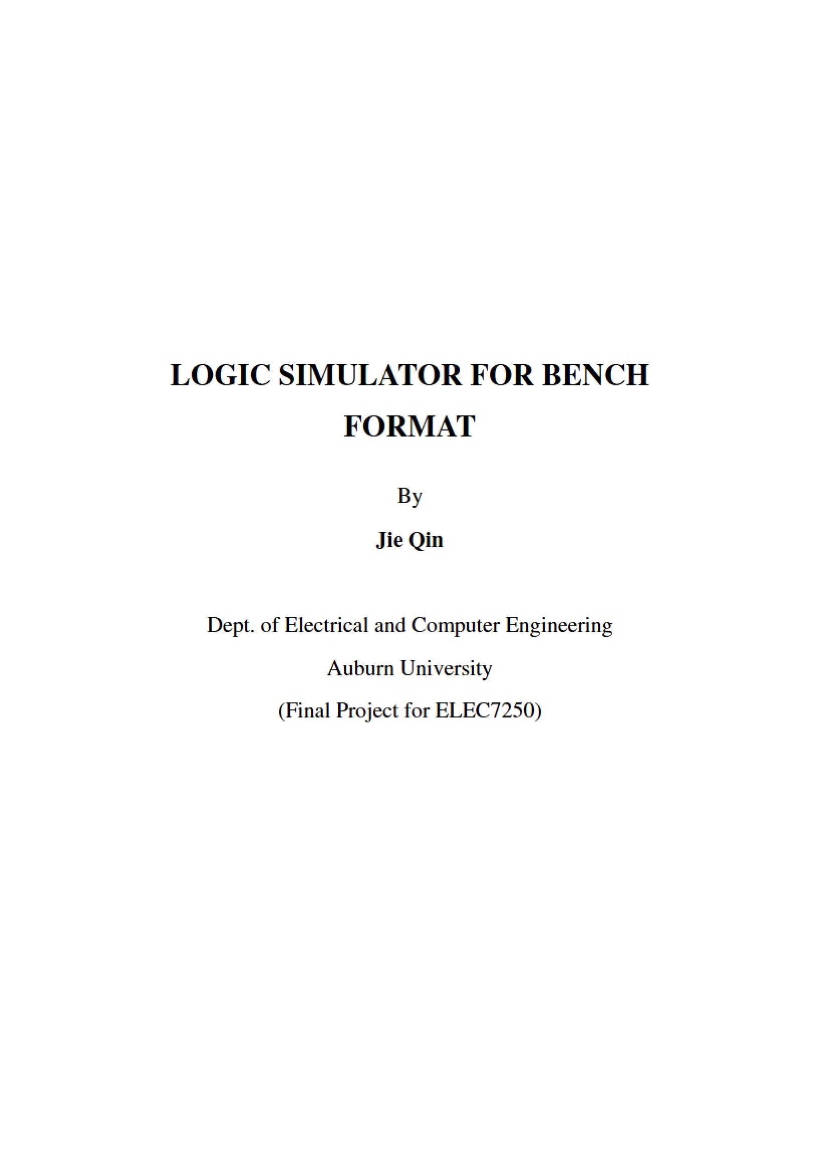 Bench Format Logic Simulator