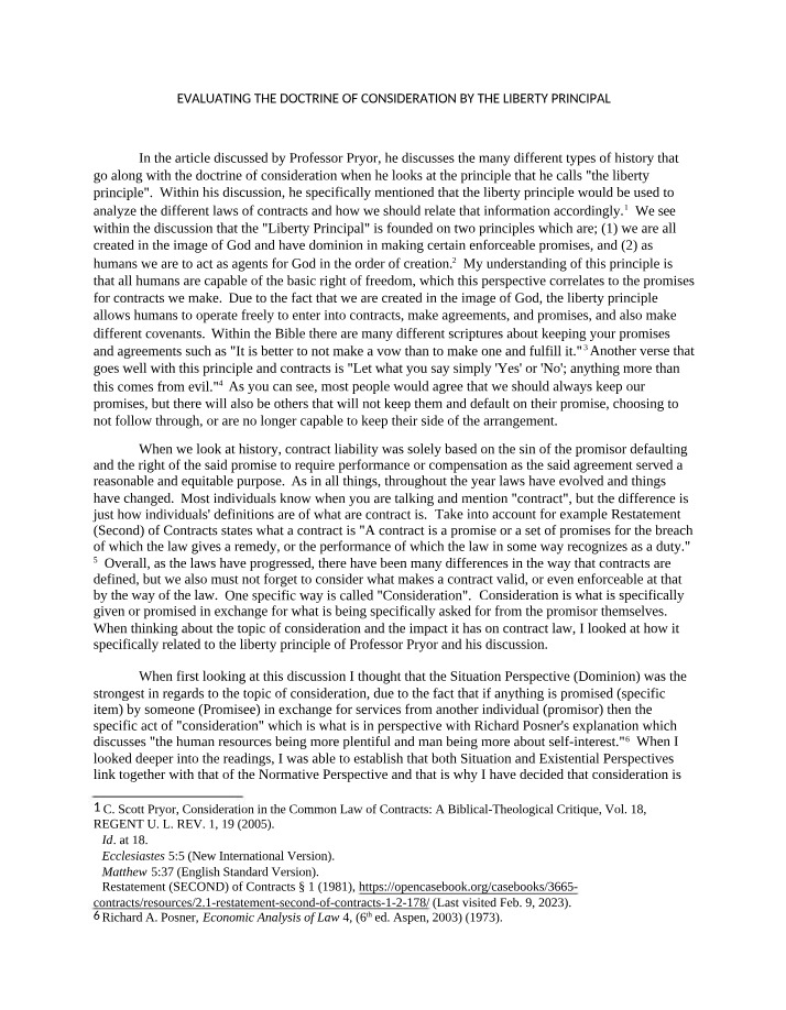 The Doctrine of Consideration in Contract Law