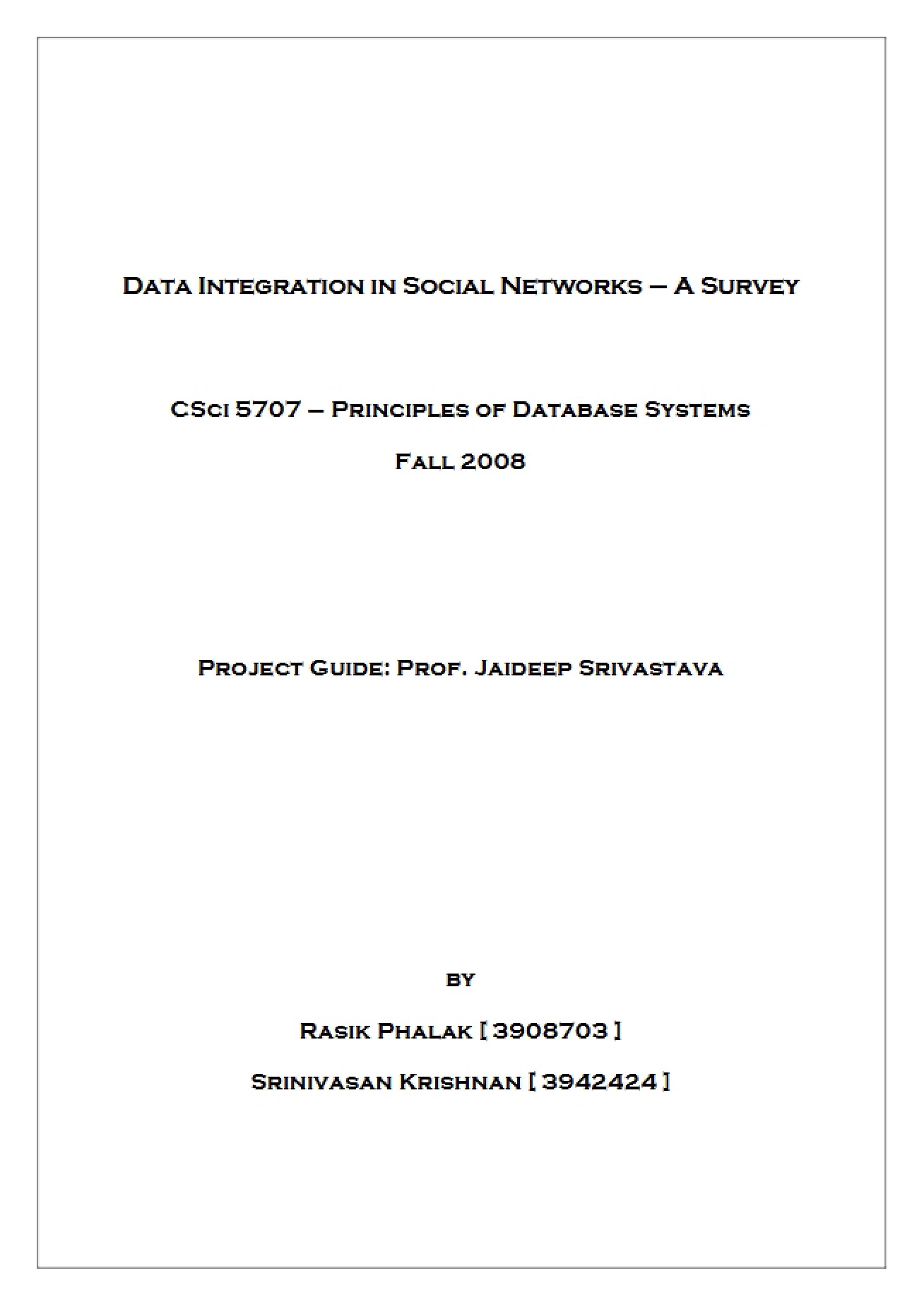Social Network Data Integration