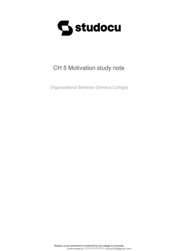 Chapter 5 Motivation Notes