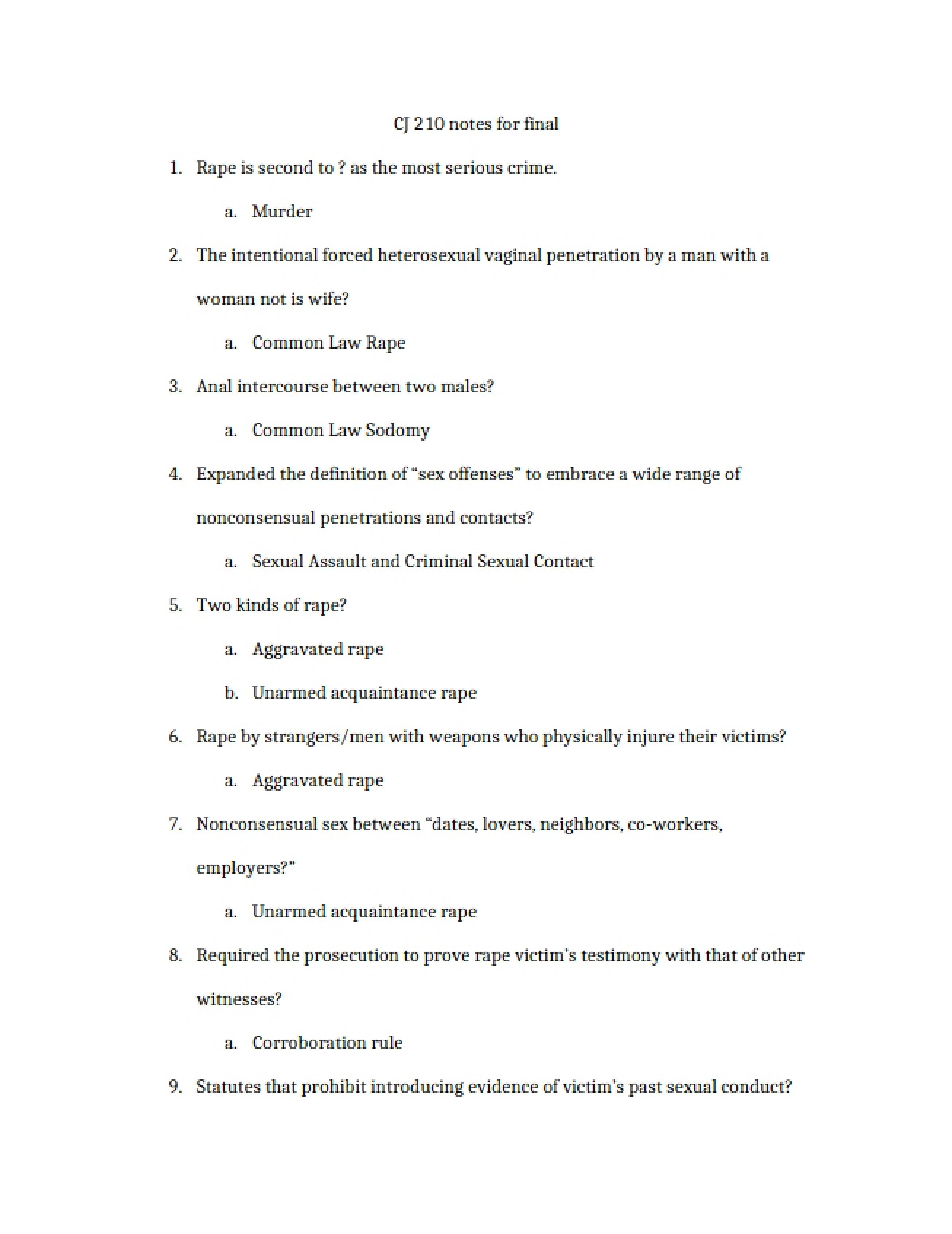Criminal Law Course Study Guide