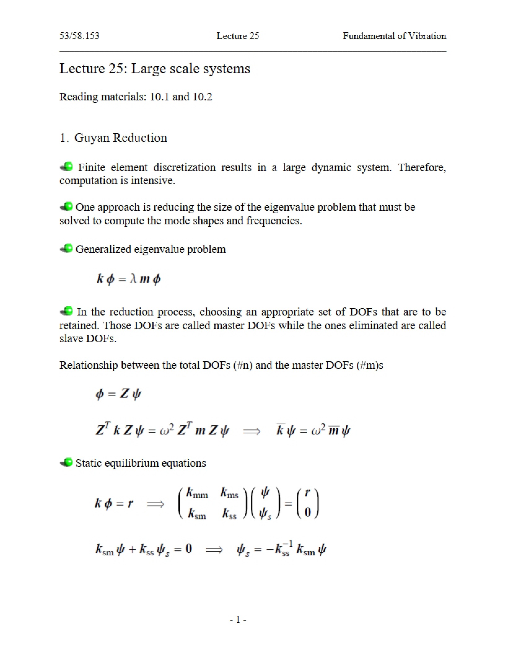 Large Scale Systems Lecture 25