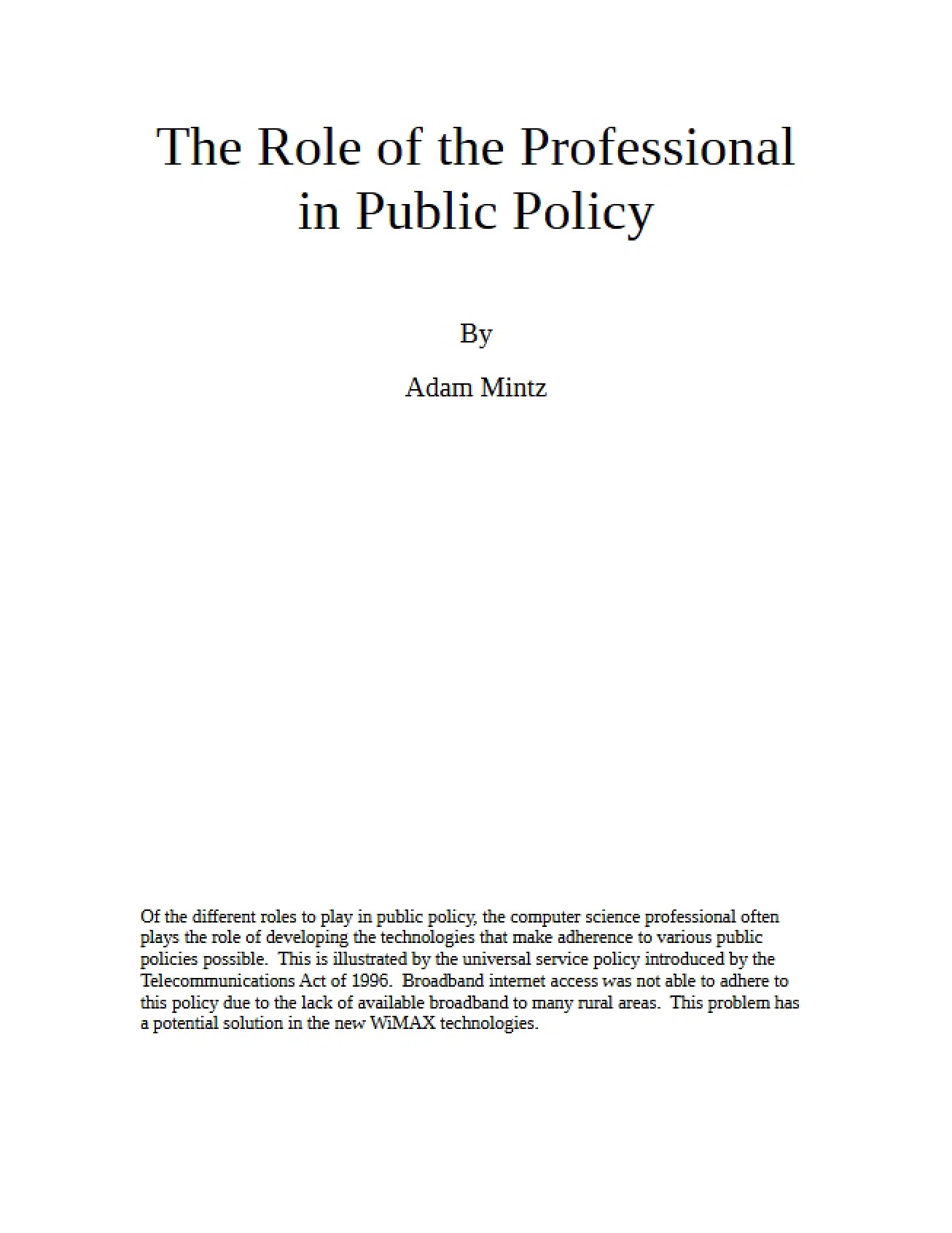 Policy Public